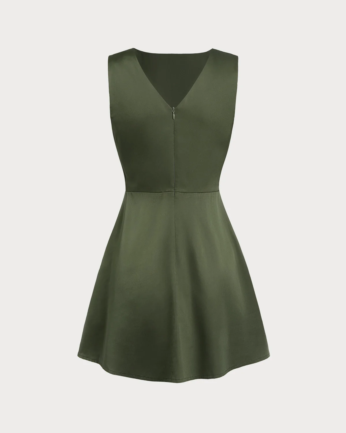 Green Satin Sleeveless Mini Dress - Image 6
