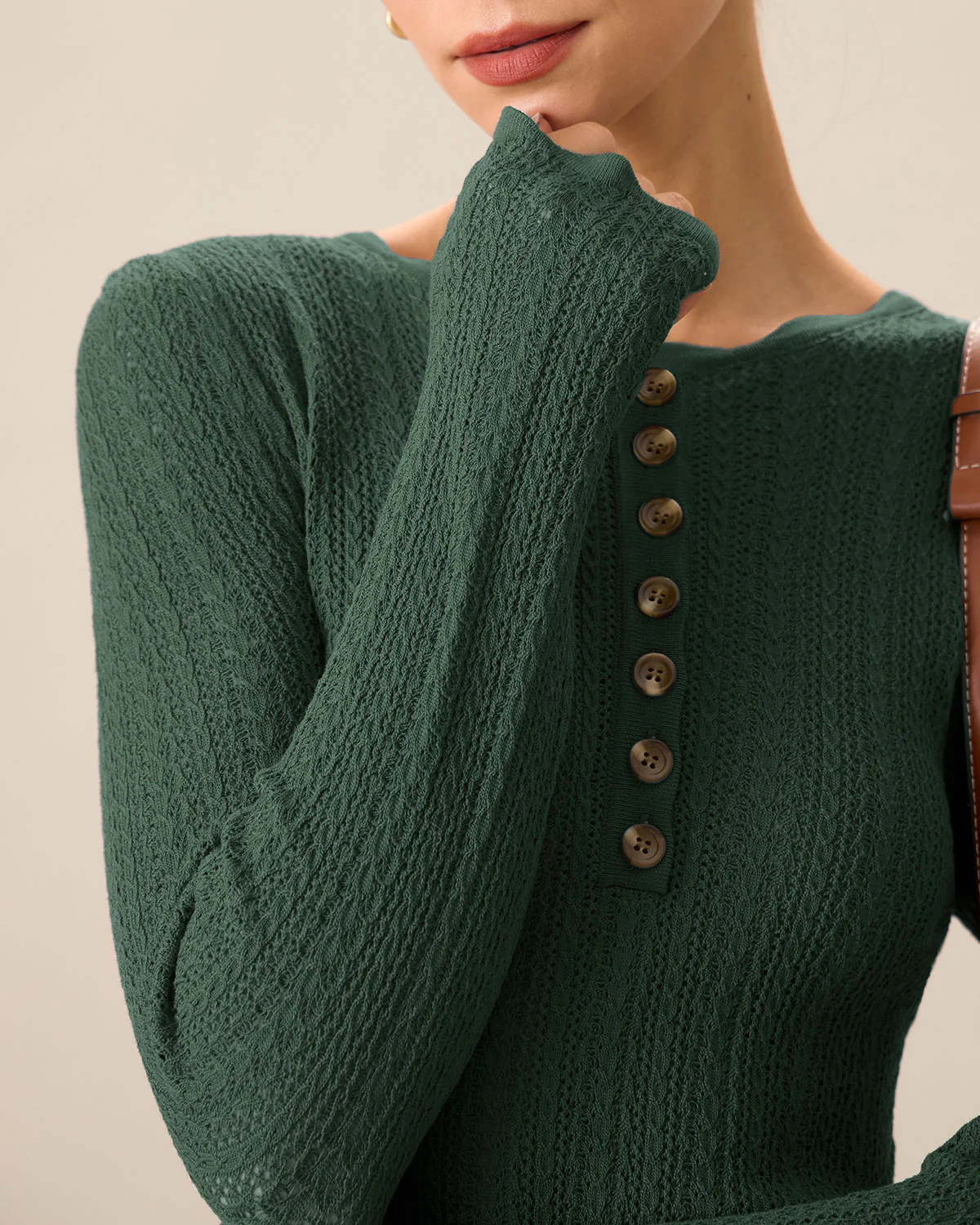 Green Scalloped Slim Sweater - Image 2