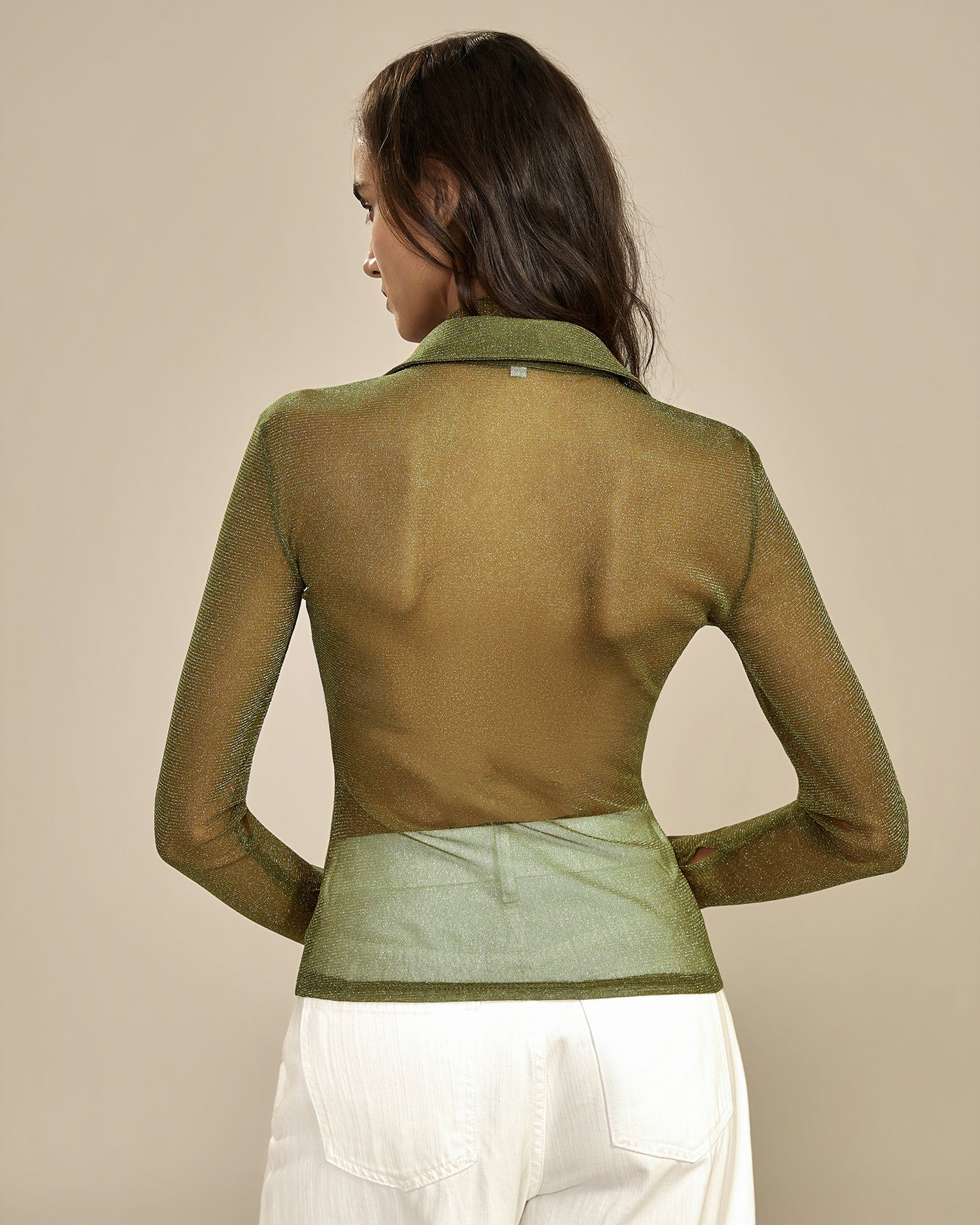 Green See Through Collar Shirt - Image 5