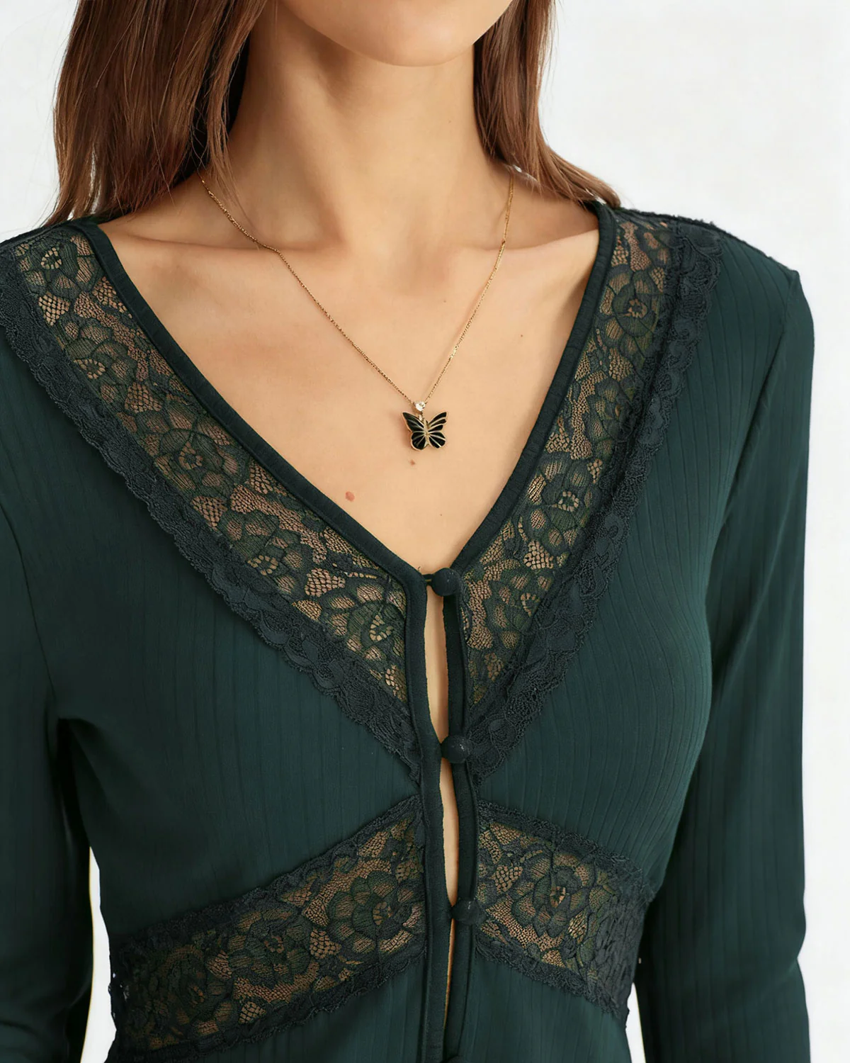 Green See Through Slim Knit Tee - Image 2