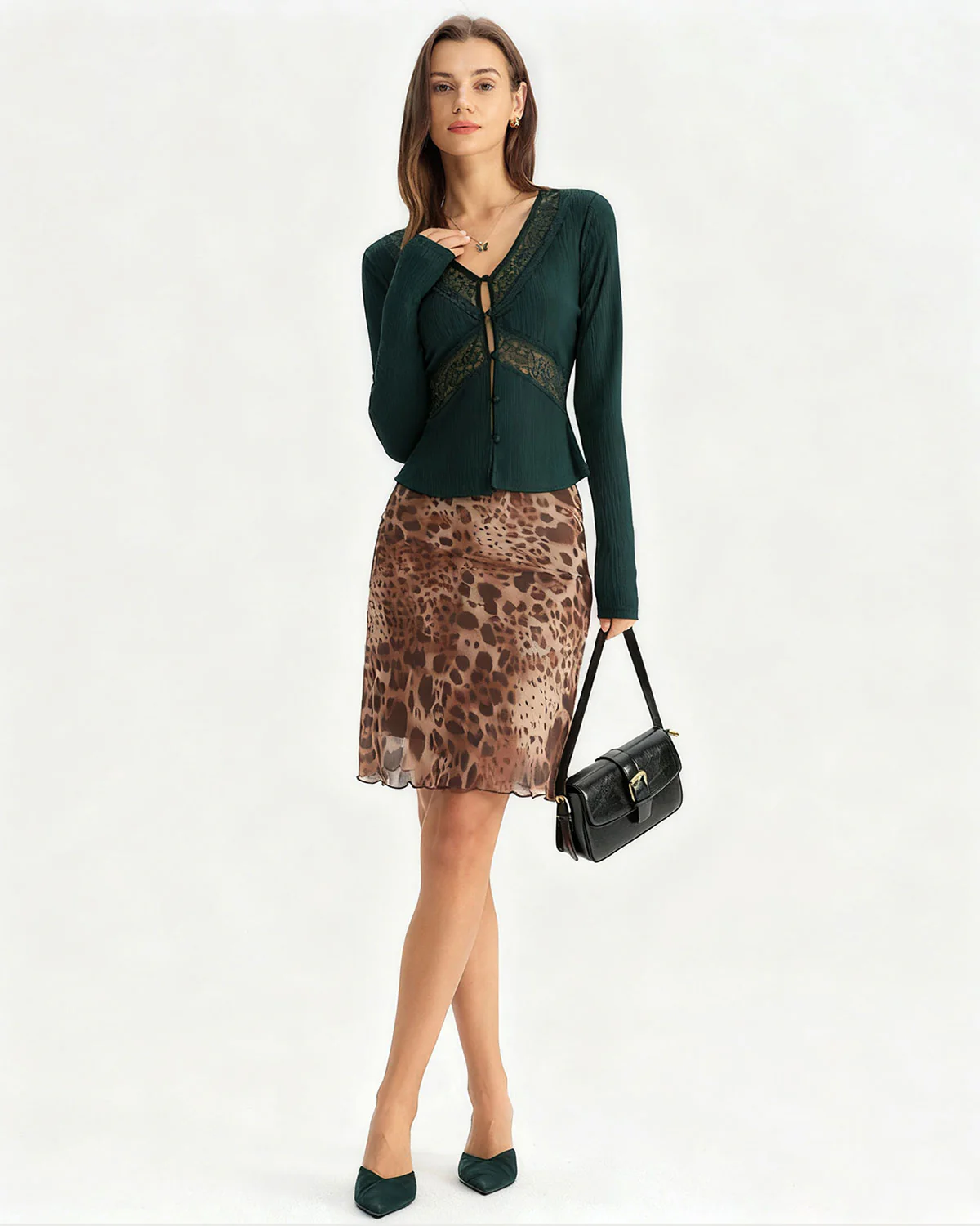 Green See Through Slim Knit Tee - Image 5