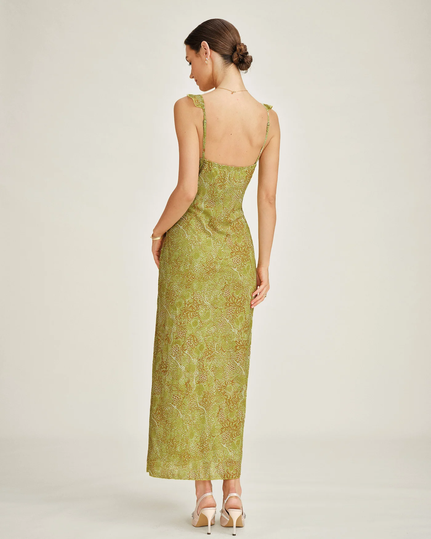 Green Sleeveless Floral Slip Maxi Dress - Image 6