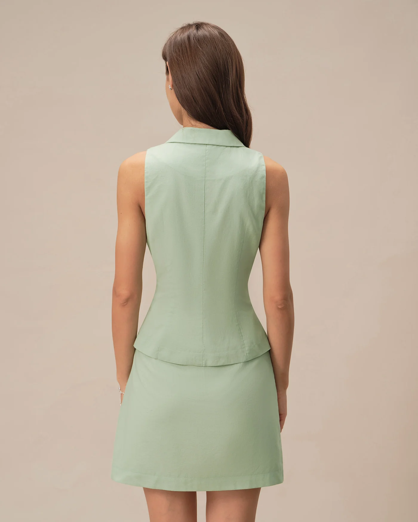 Green Solid A-Line Mini Skirt - Image 8