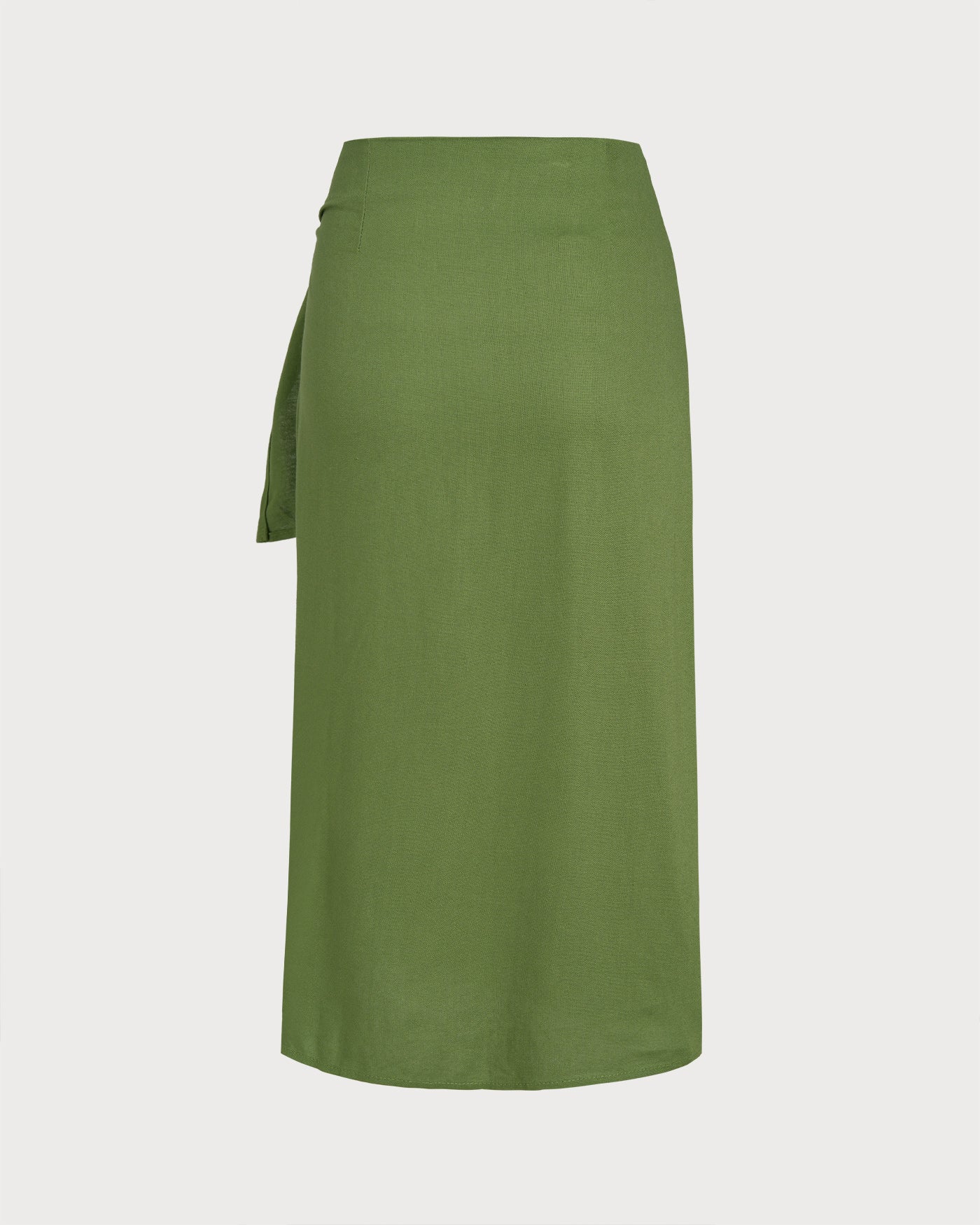Green Solid Tie Midi Skirt - Image 5