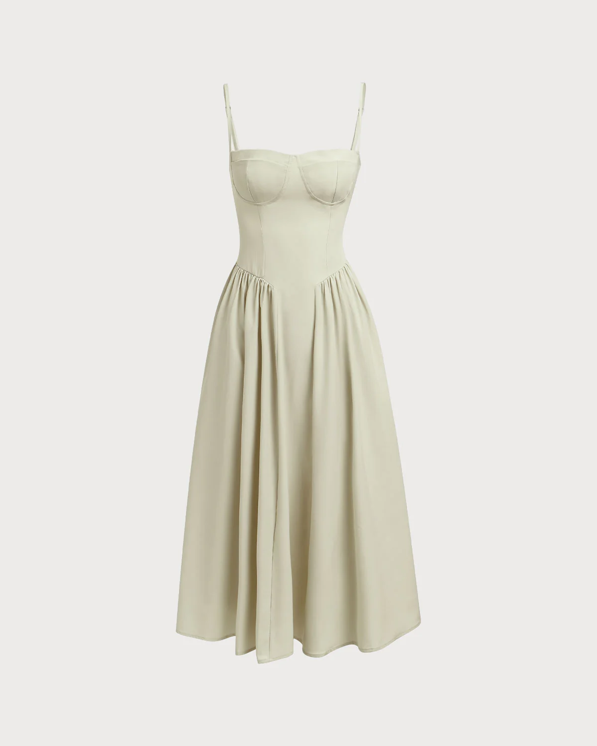 Green Square Neck Pocket Slip Midi Dress - Image 6