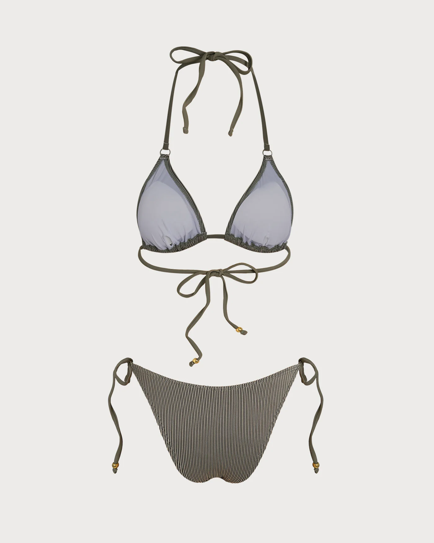 Green Striped Triangle Bikini Set - Image 5