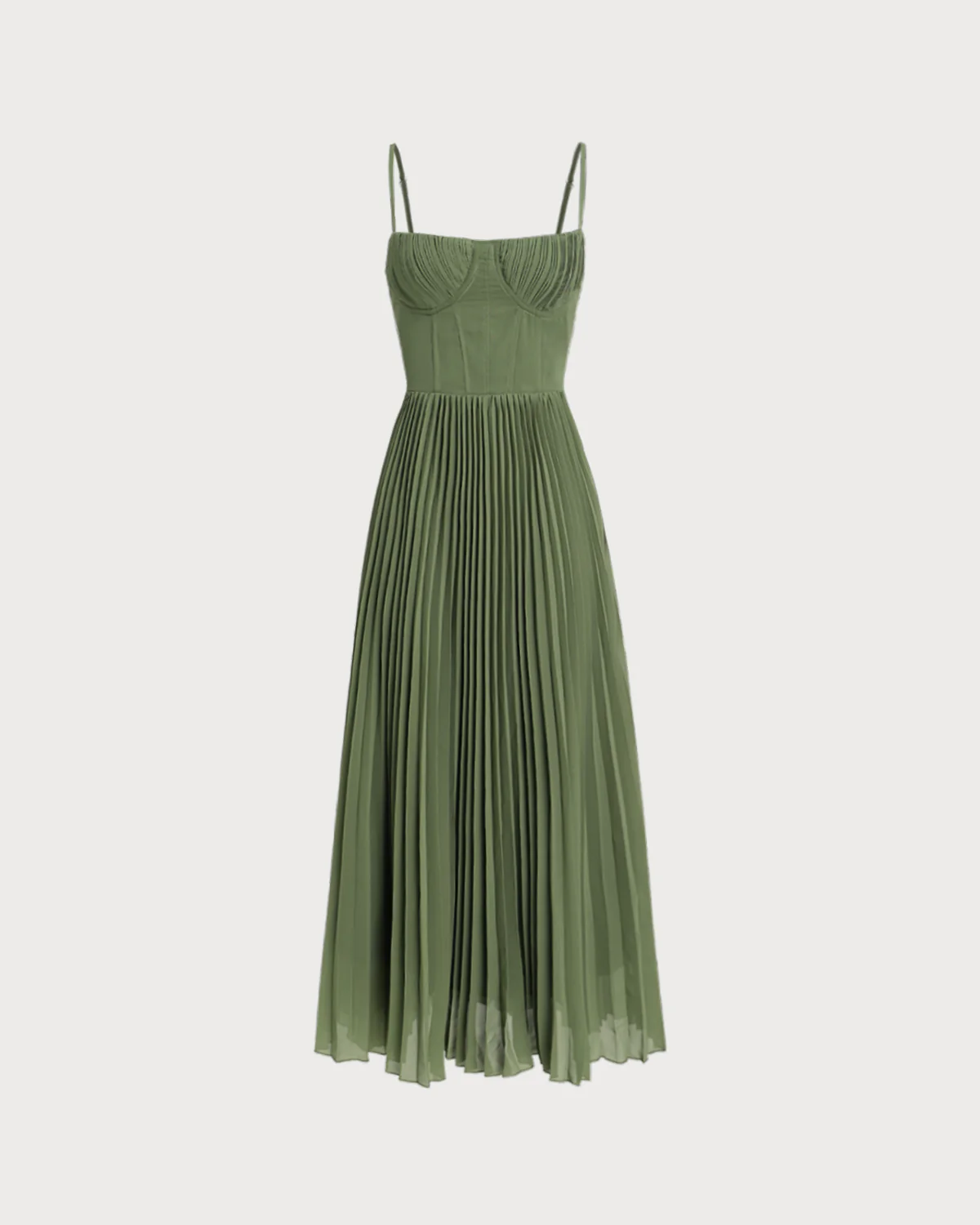 Green Sweetheart Neck Flowy Slip Maxi Dress - Image 6