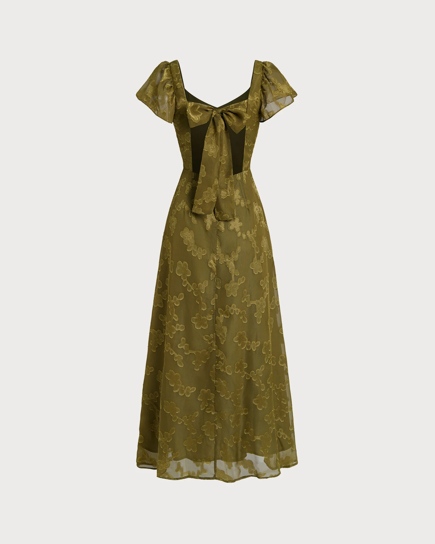 Green Sweetheart Neck Jacquard Maxi Dress - Image 6