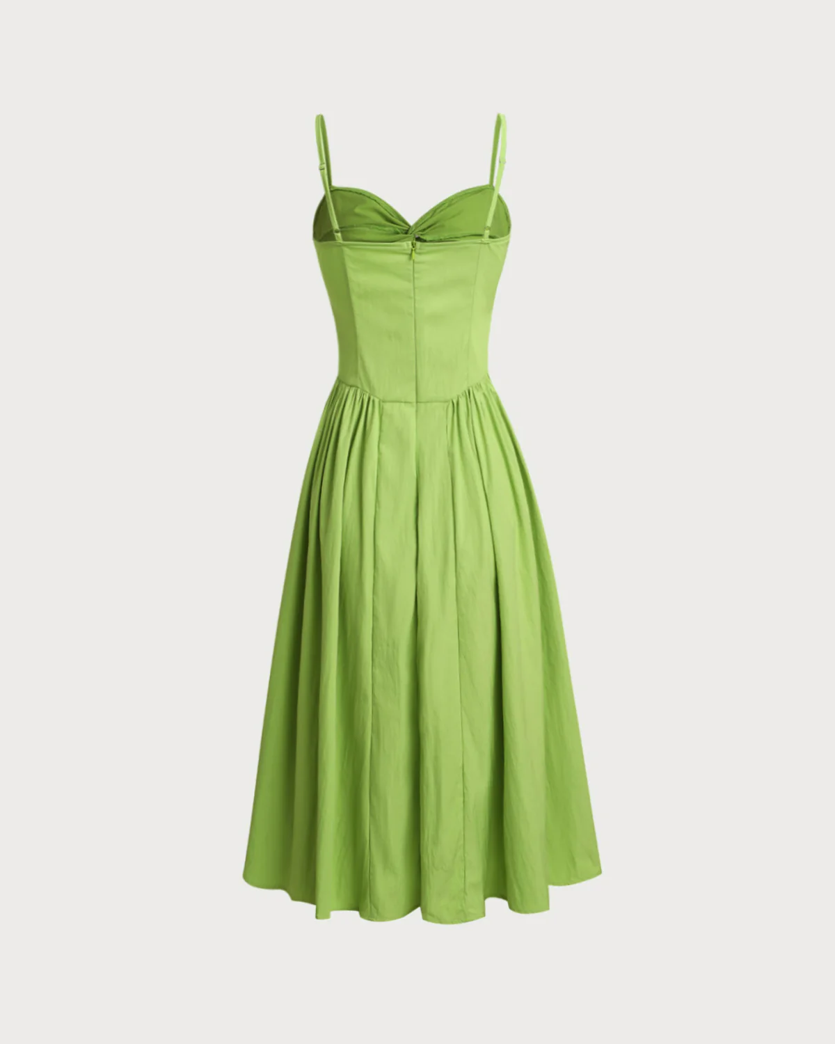 Green Sweetheart Neck Slip Midi Dress - Image 6