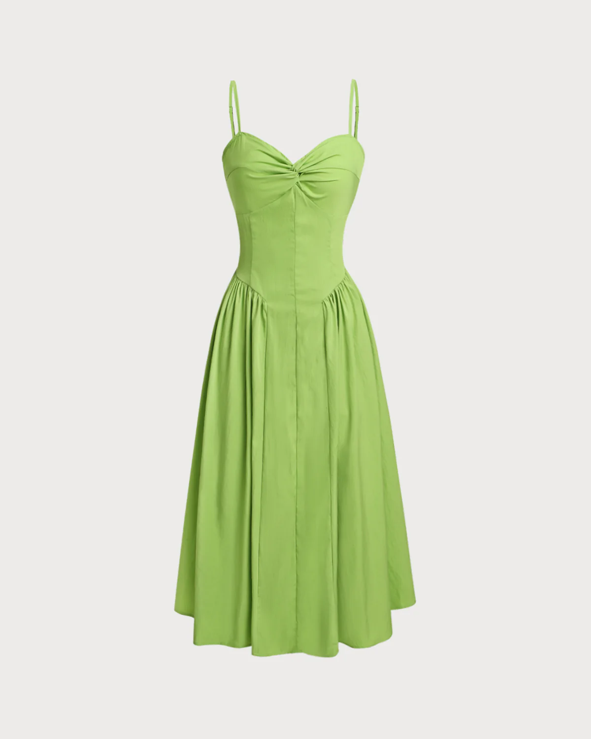 Green Sweetheart Neck Slip Midi Dress - Image 7