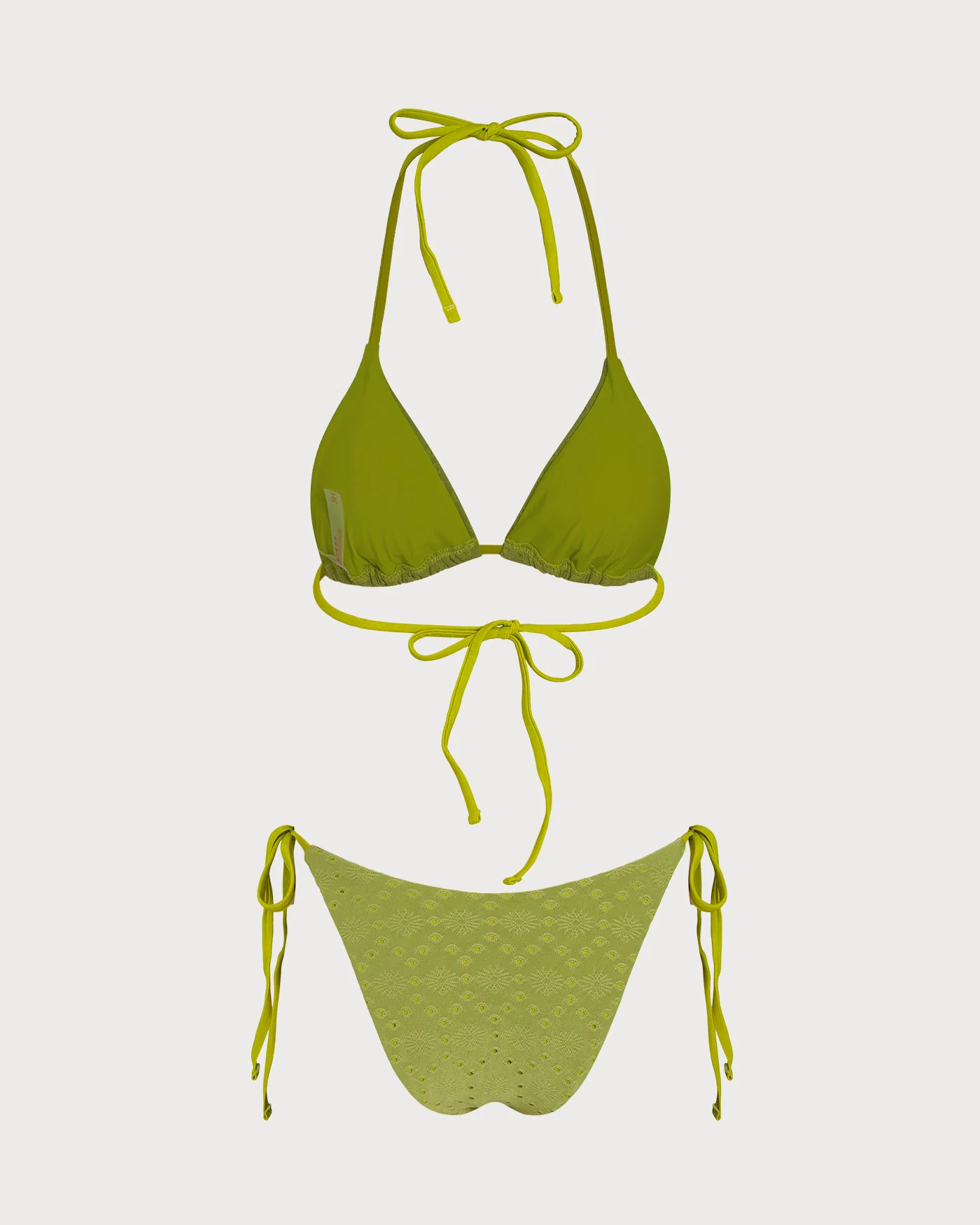 Green Textured Triangle Bikini Set - Image 3