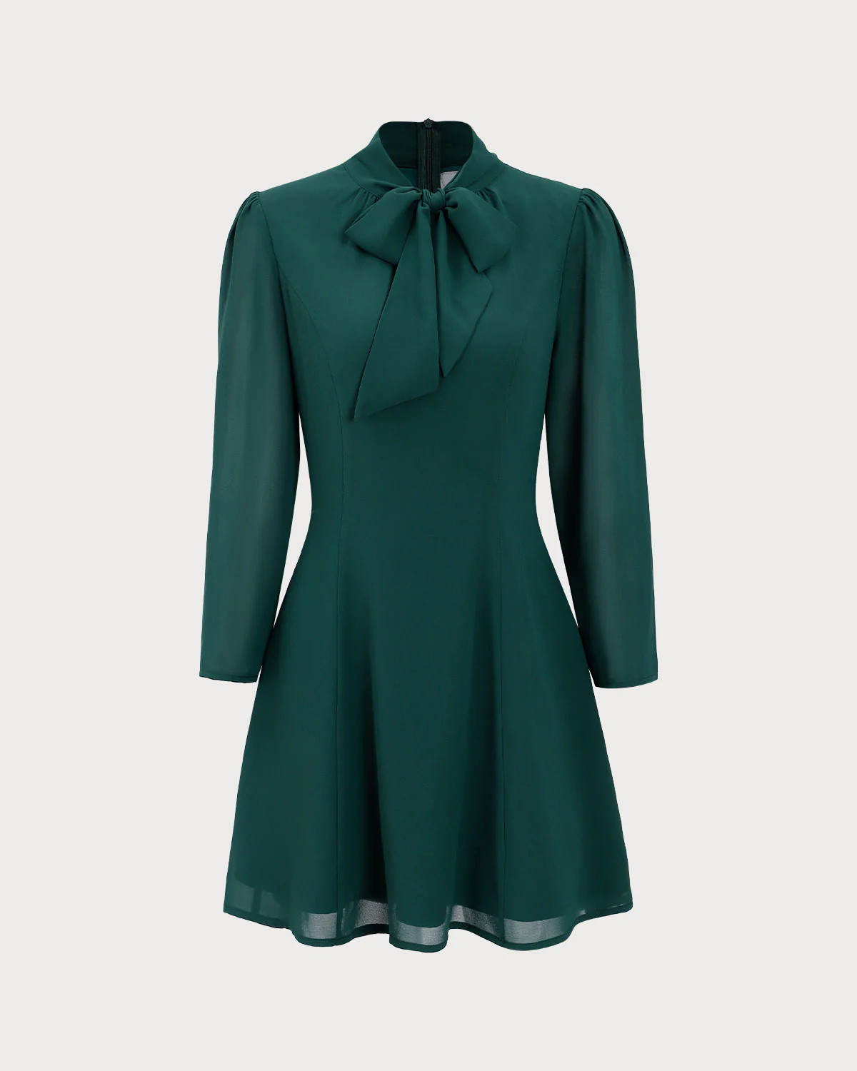 Green Tie Neck See-Through Mini Dress - Image 4