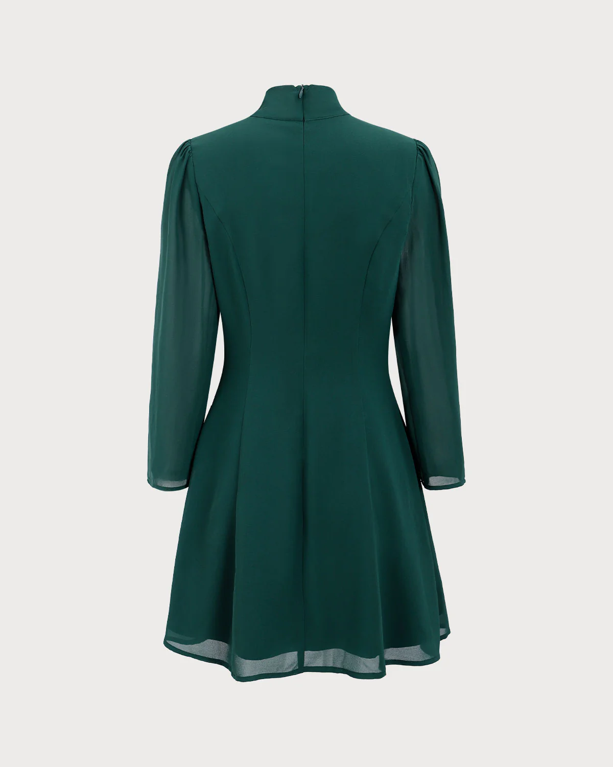 Green Tie Neck See-Through Mini Dress - Image 5