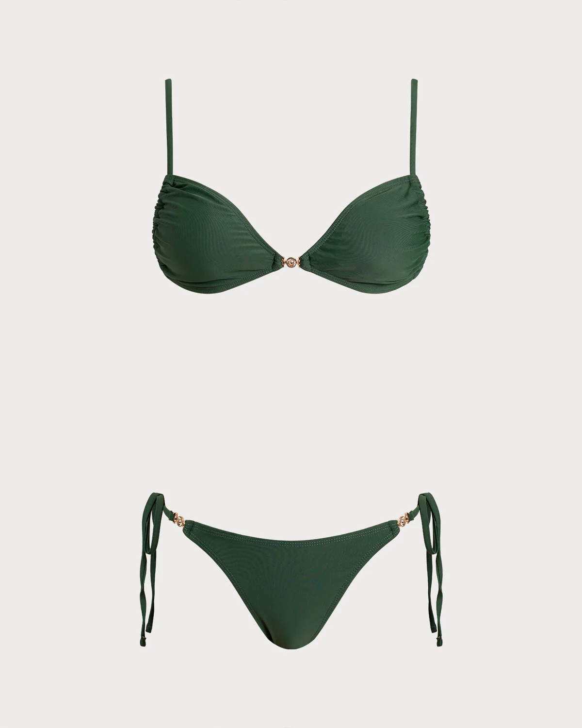 Green Triangle Drawstring Bikini Sets - Image 3