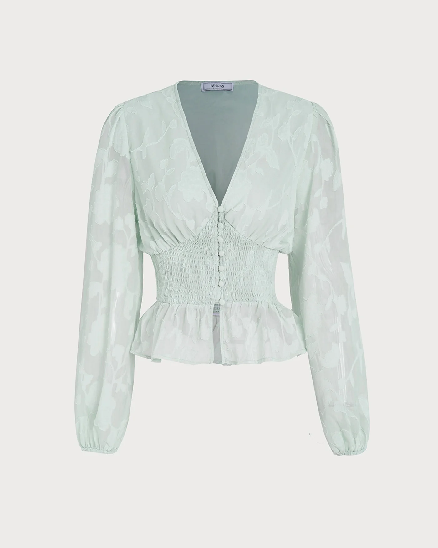Green V Neck Floral Shirt - Image 2