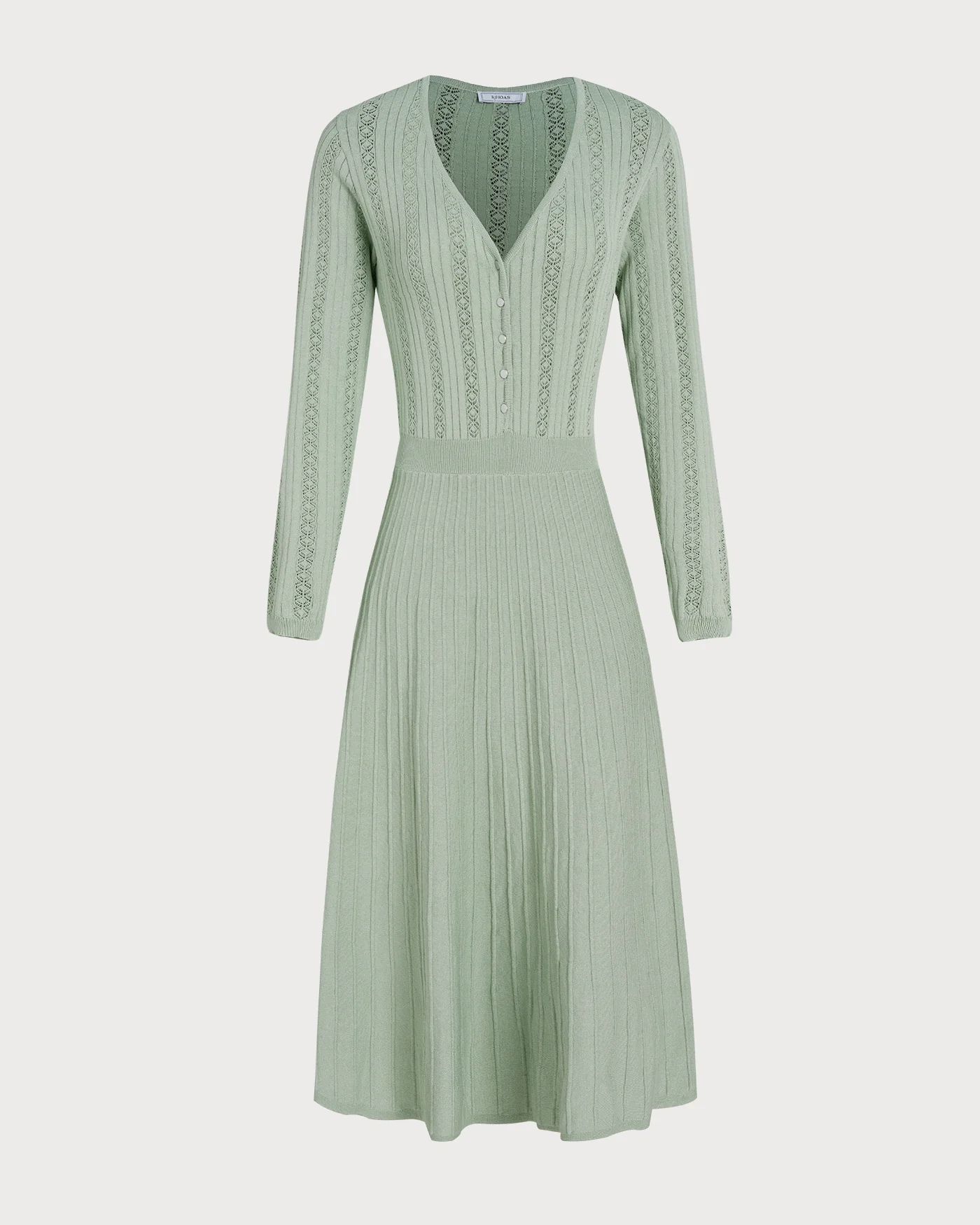 Green V Neck Viscose Sweater Dress - Image 7