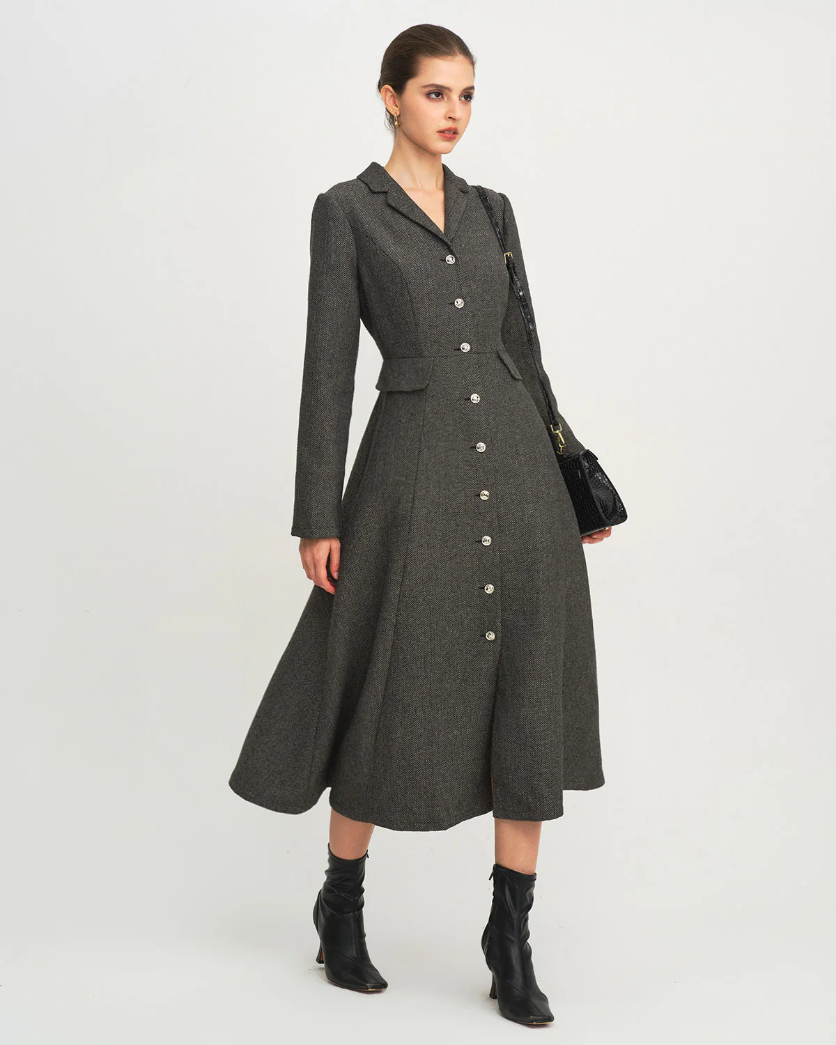 Grey A-Line Button Maxi Dress - Image 4