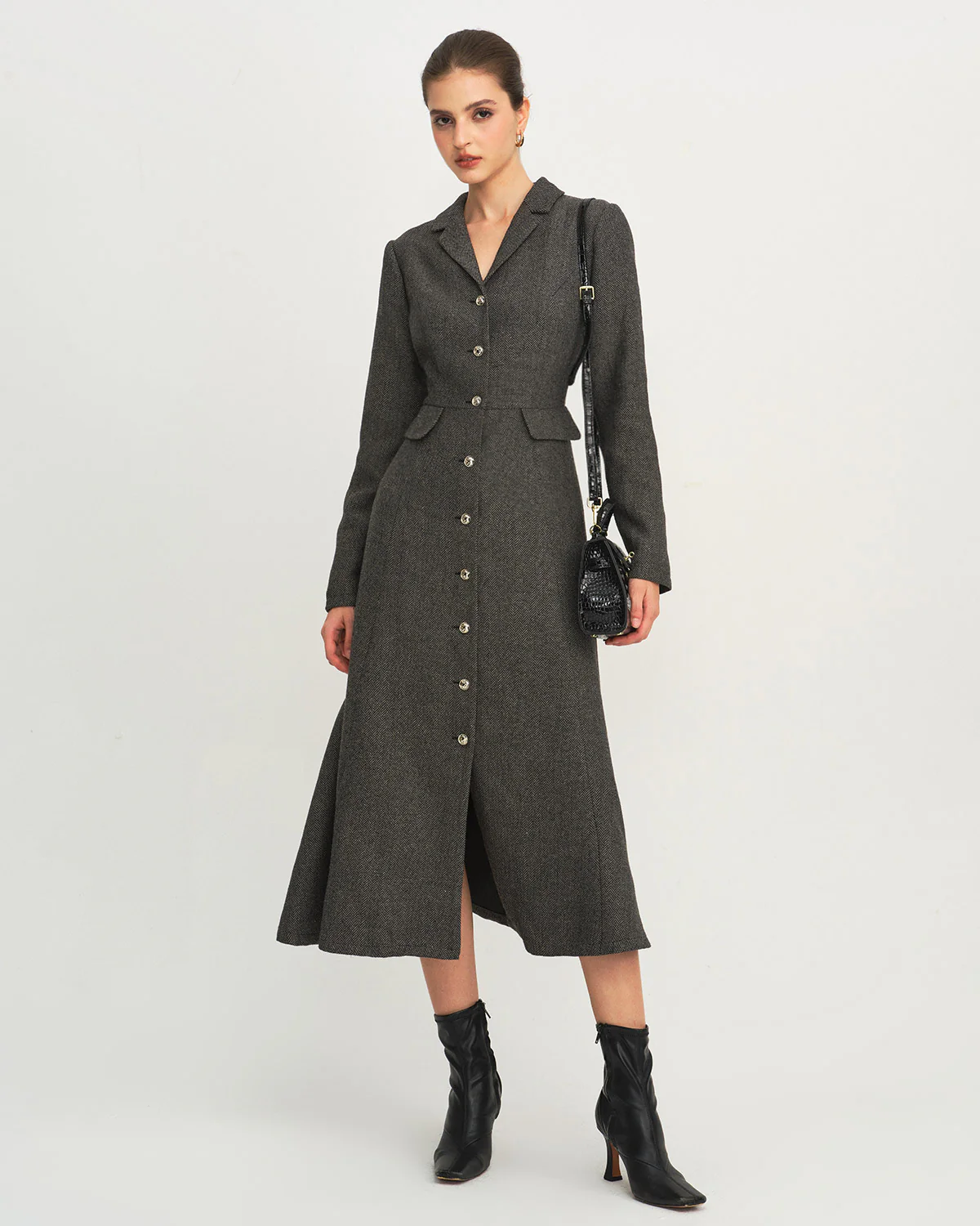 Grey A-Line Button Maxi Dress - Image 5