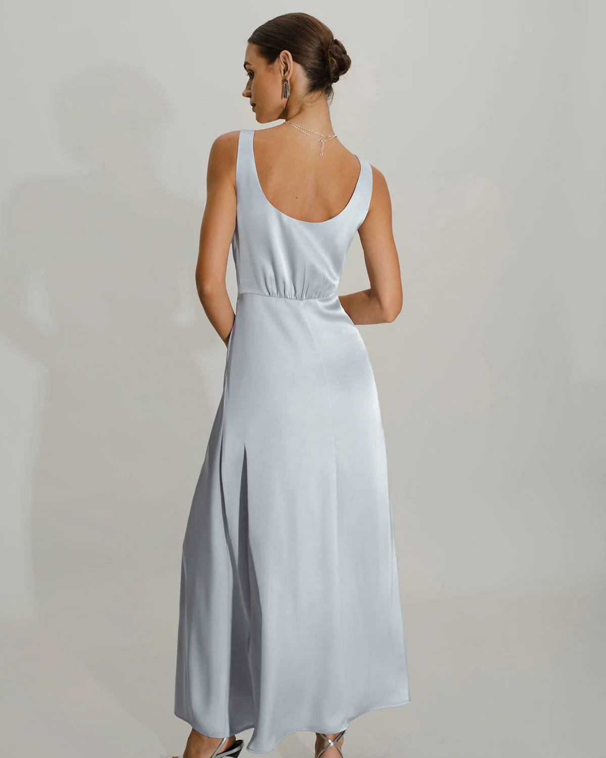 Grey A-Line Sleeveless Maxi Dress - Image 4