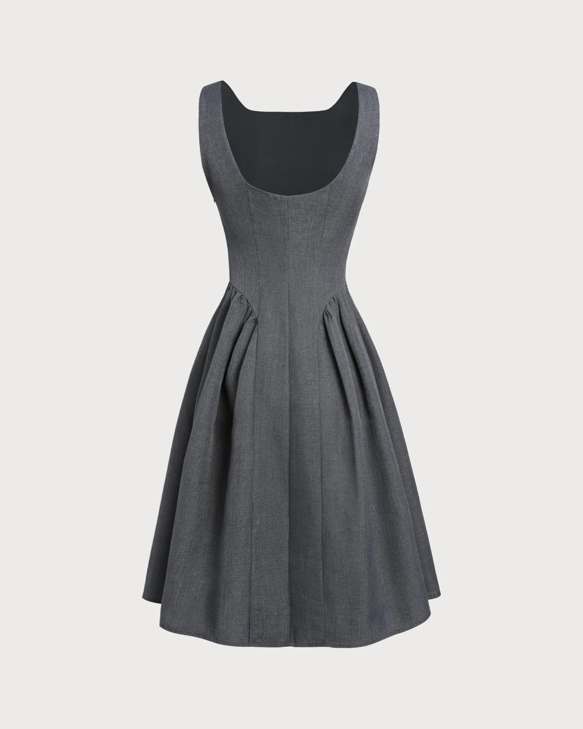Grey Boat Neck Sleeveless Midi Dress - Image 7