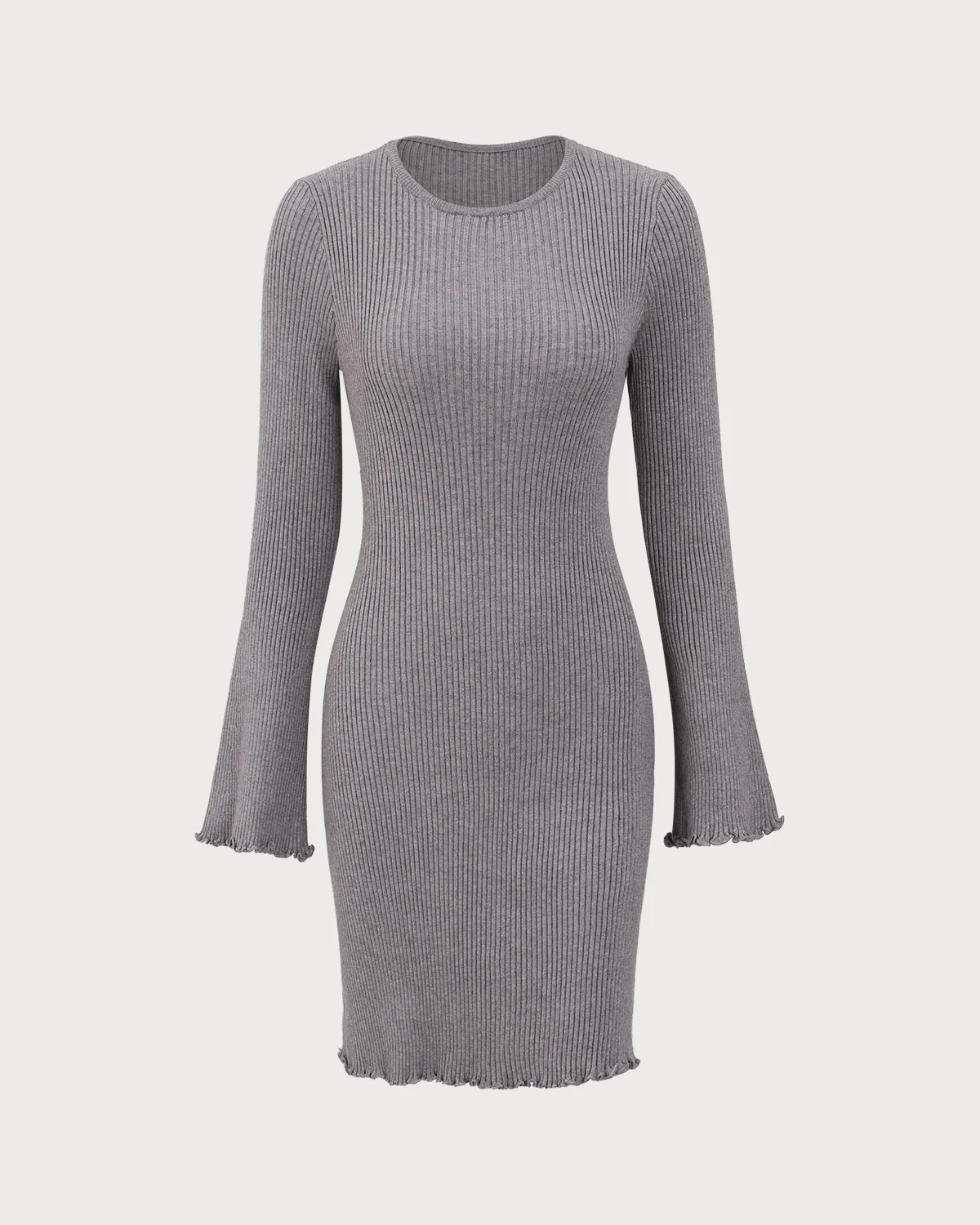 Grey Boat Neck Sweater Mini Dress - Image 6