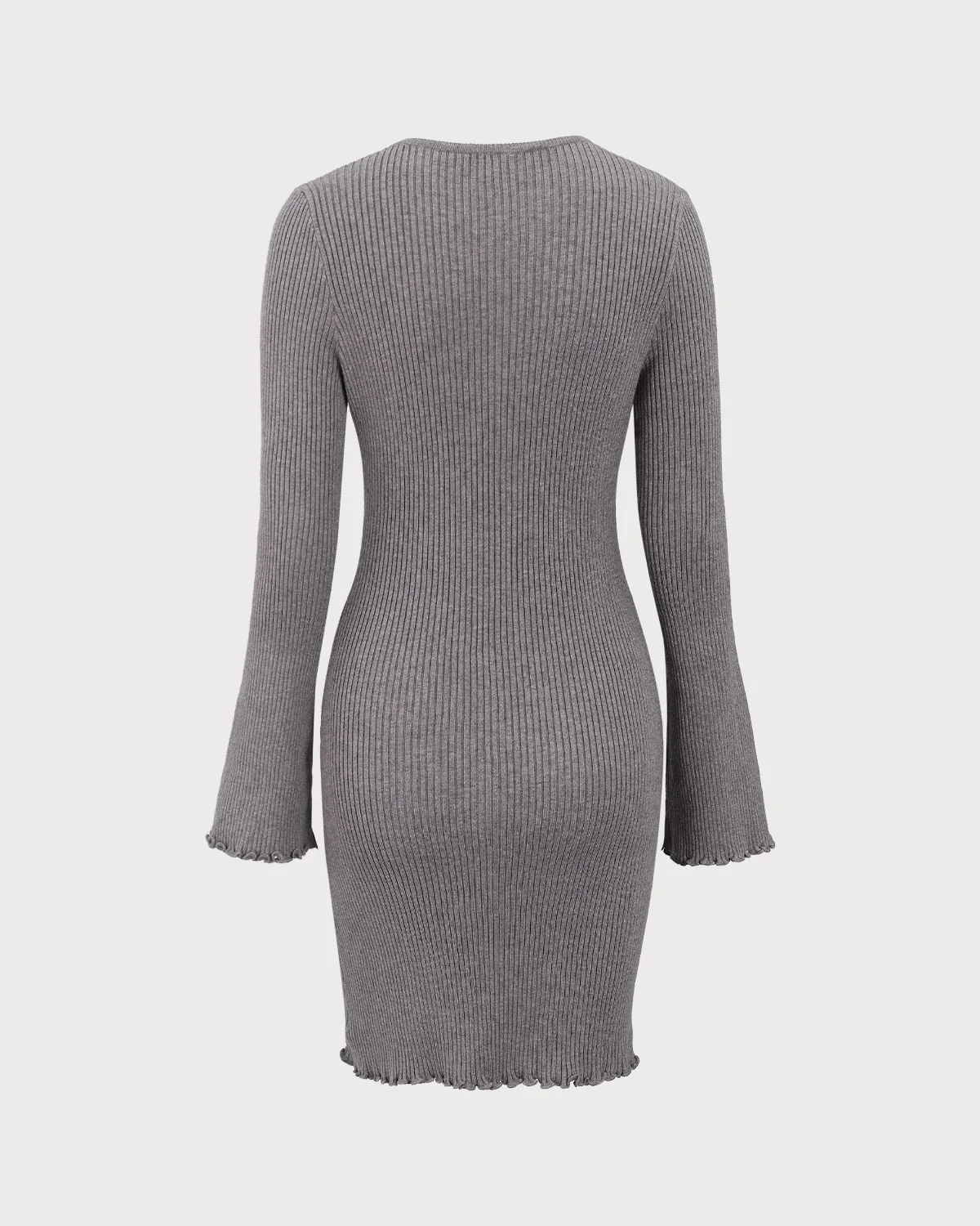 Grey Boat Neck Sweater Mini Dress - Image 7