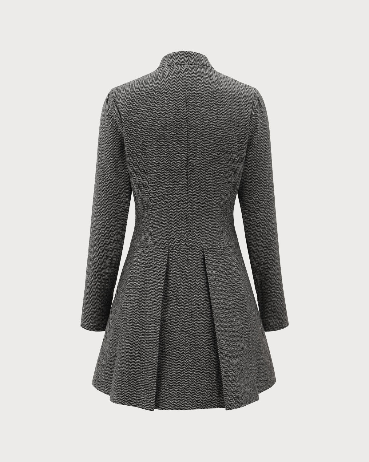 Grey Button Pleated Mini Dress - Image 7