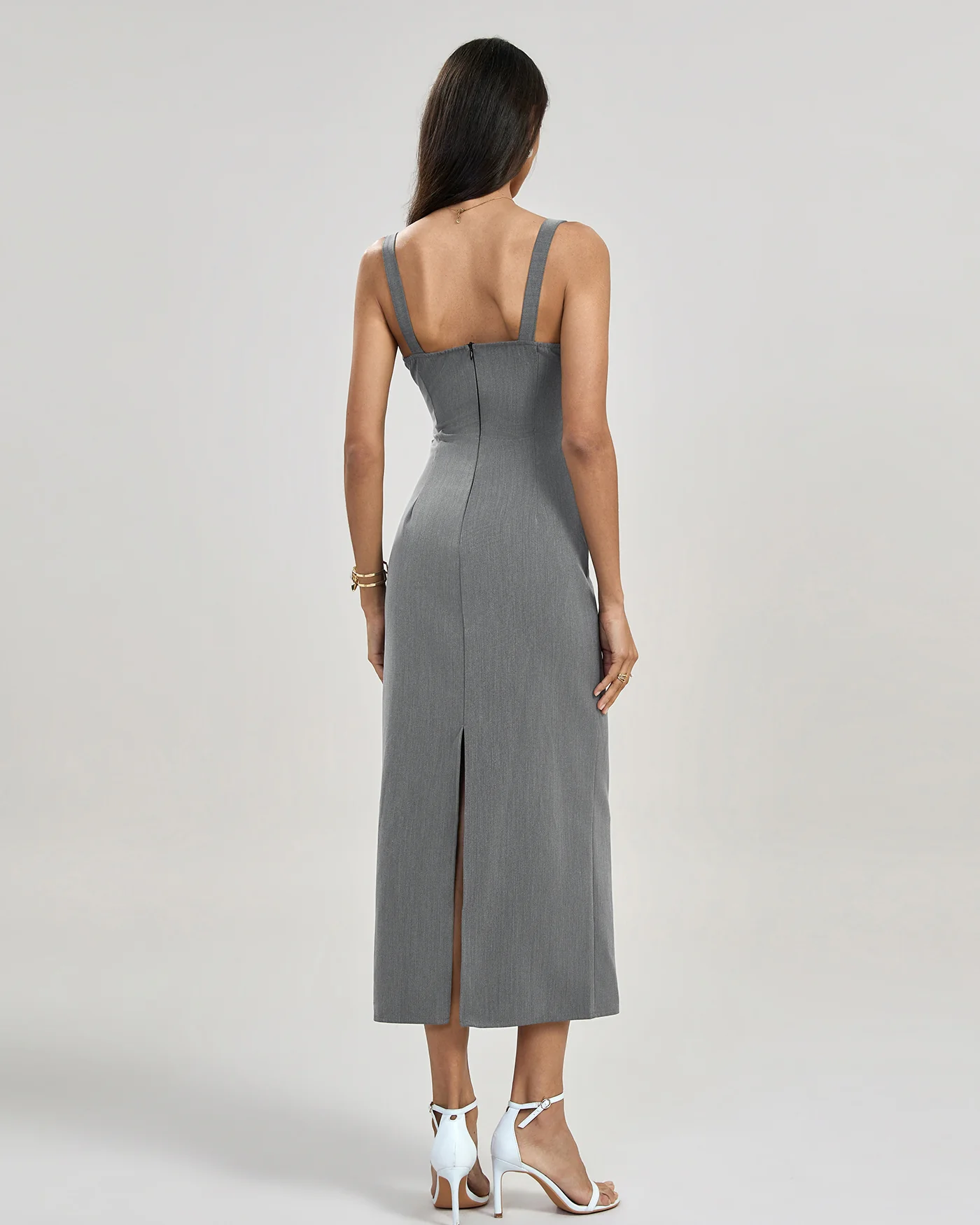 Grey Pleated Slip Maxi Dress - Image 5
