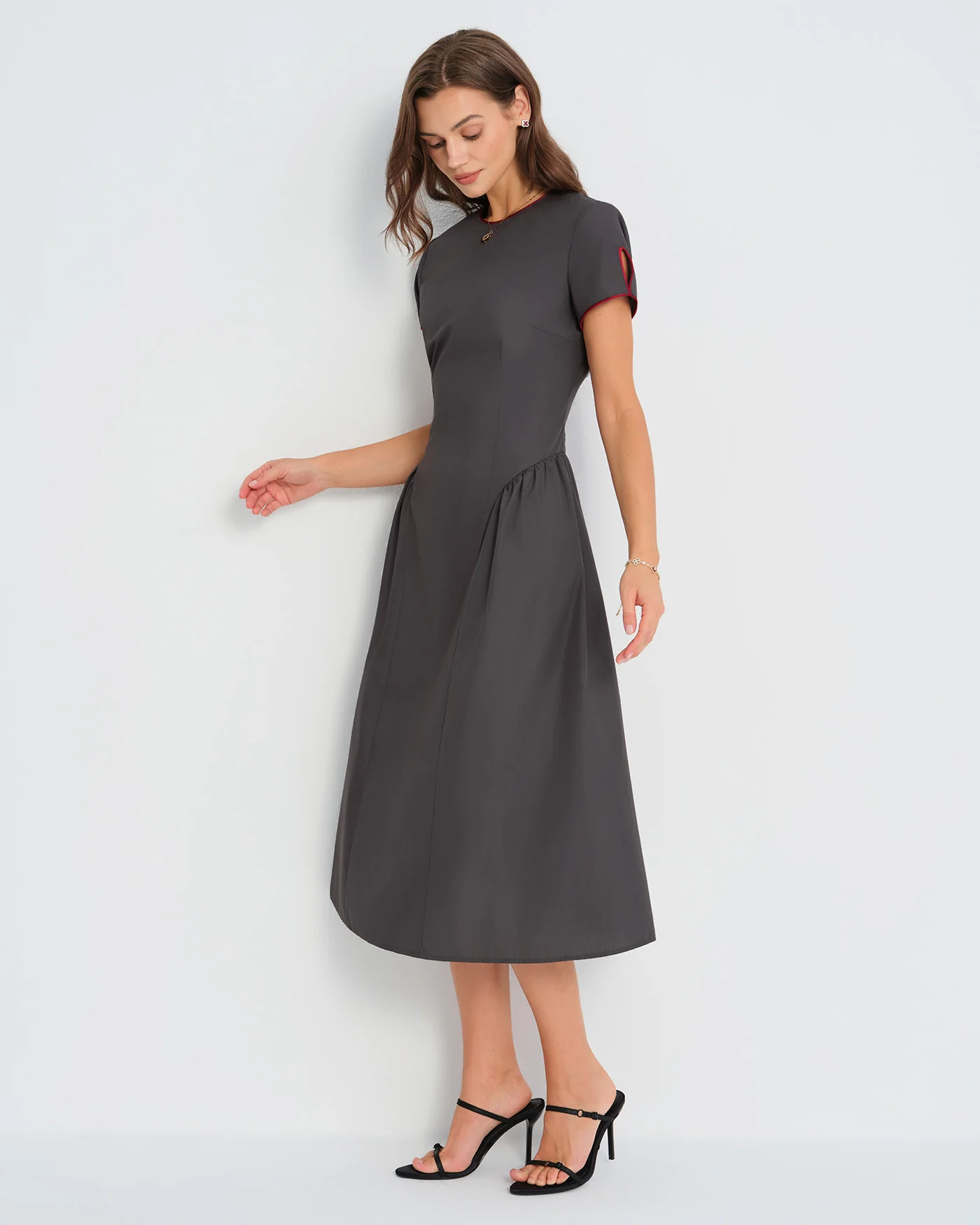 Grey Round Neck Midi Dress - Image 10
