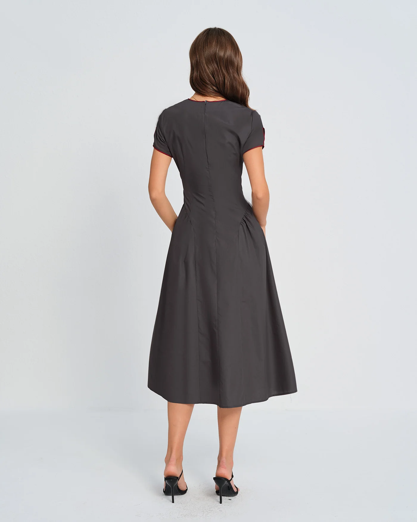 Grey Round Neck Midi Dress - Image 11