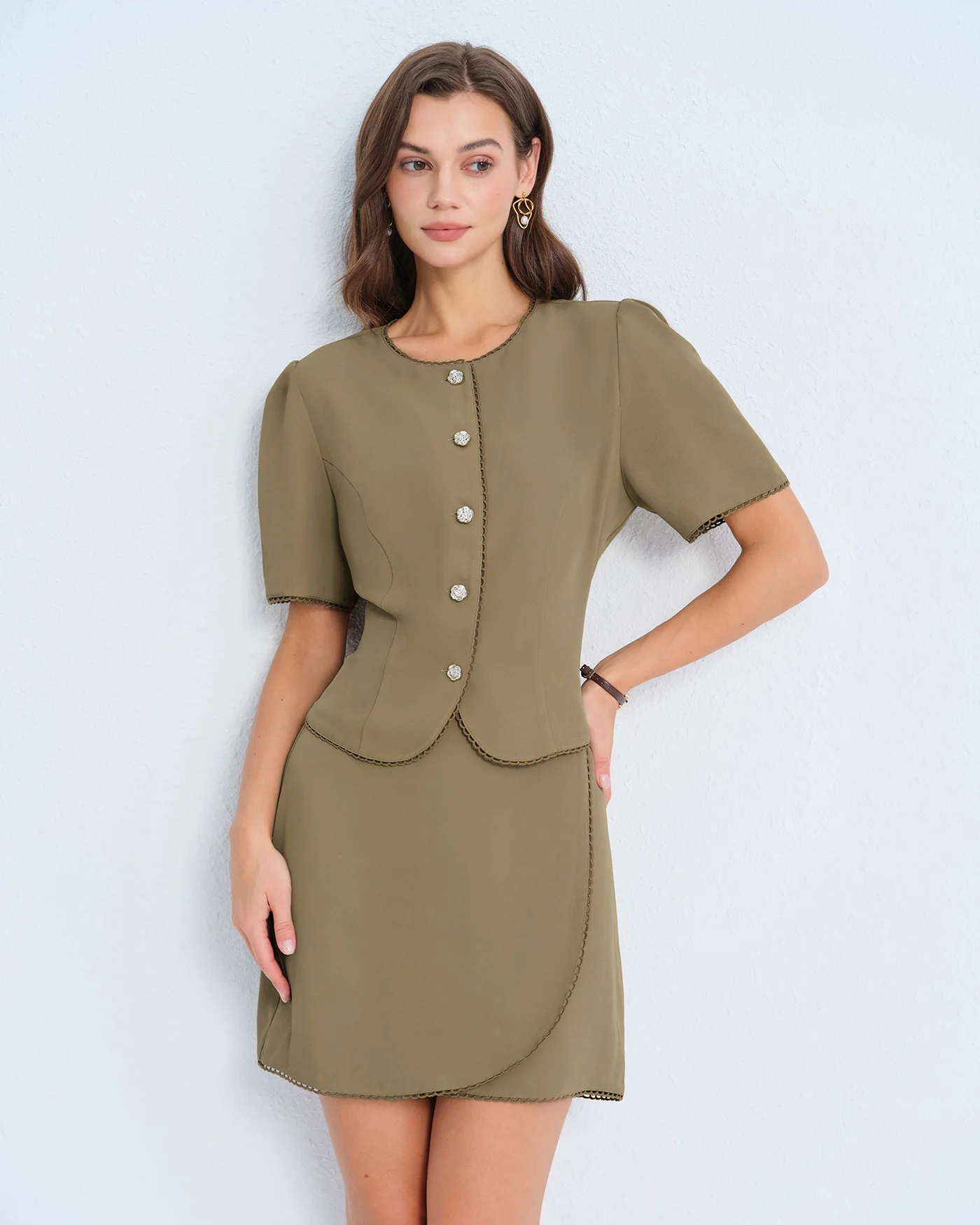 Khaki A-Line Mini Skirt - Image 7