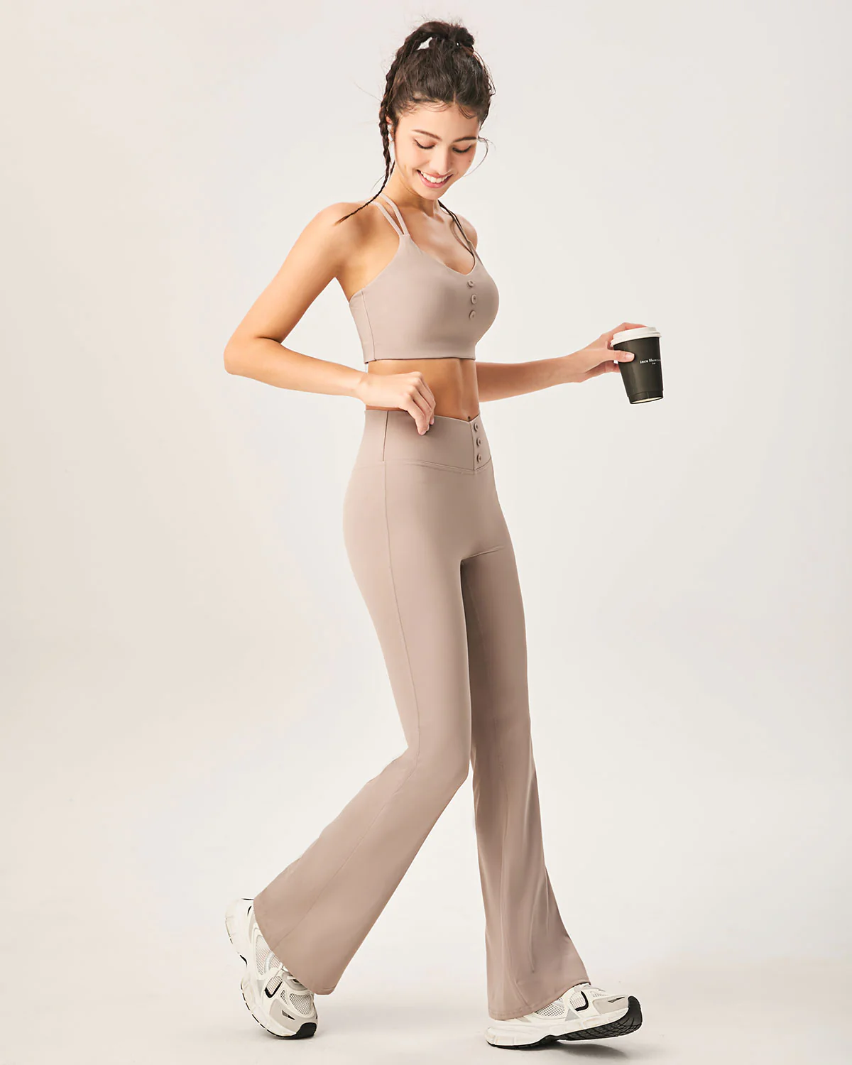 Khaki High Waisted Sleek Leggings - Image 4