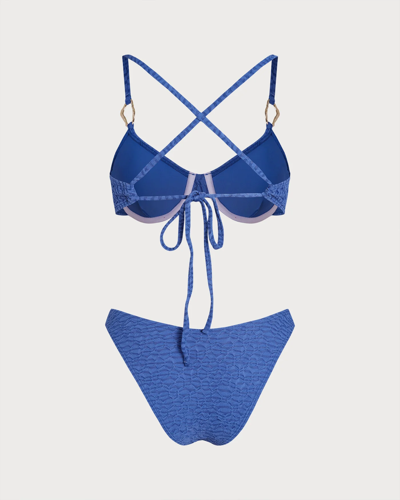 Light Blue O-Ring Textured Bikini Set - Image 3