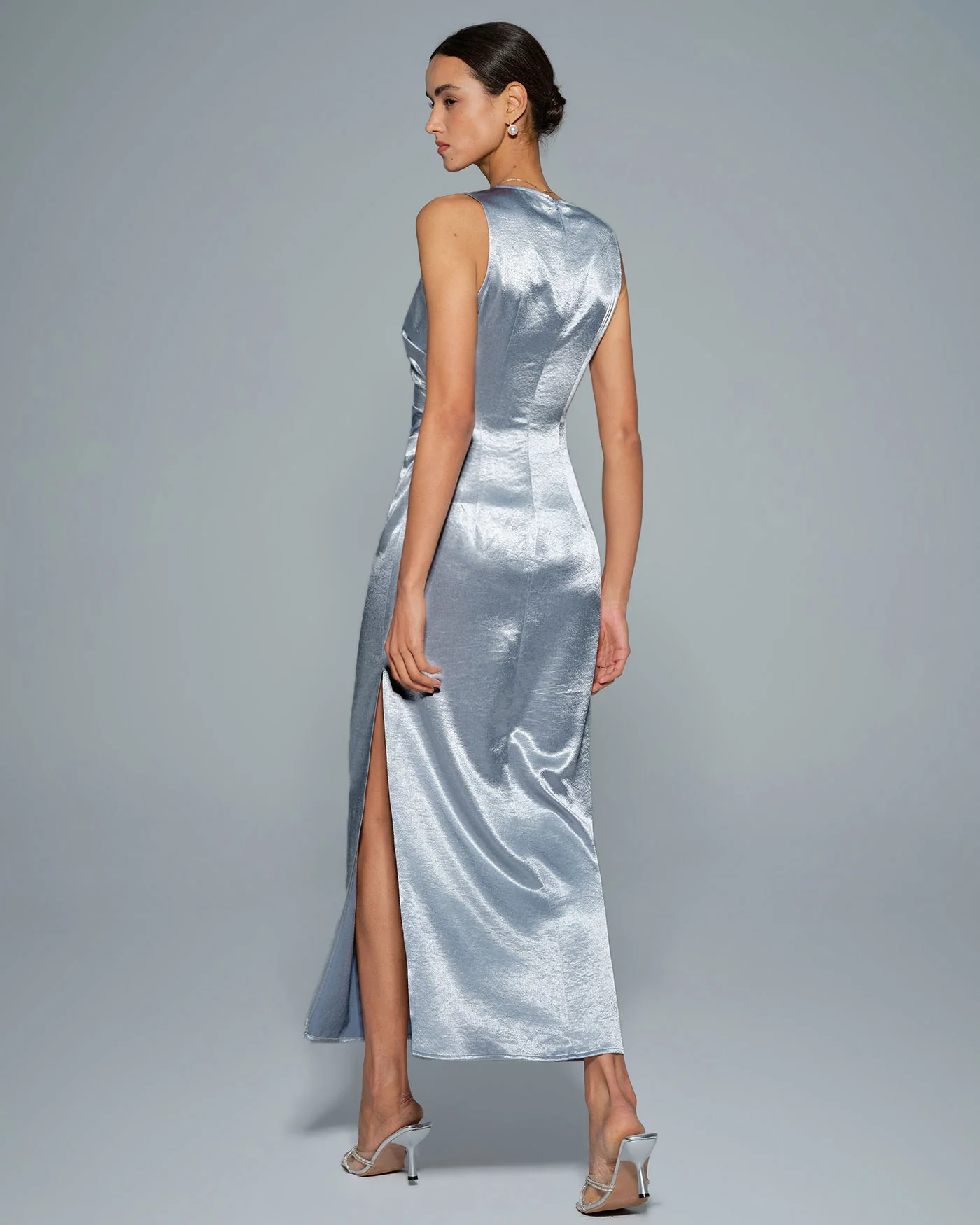 Light Blue Pleated Tunic Maxi Dress - Image 7