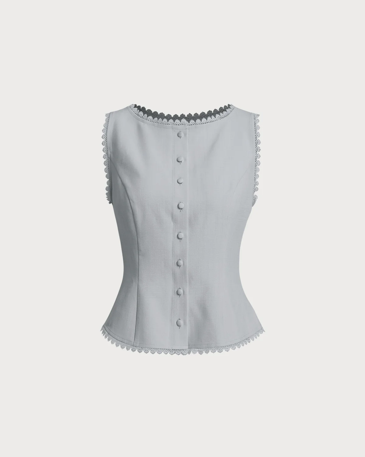 Light Blue Single Breasted Vest - Image 5