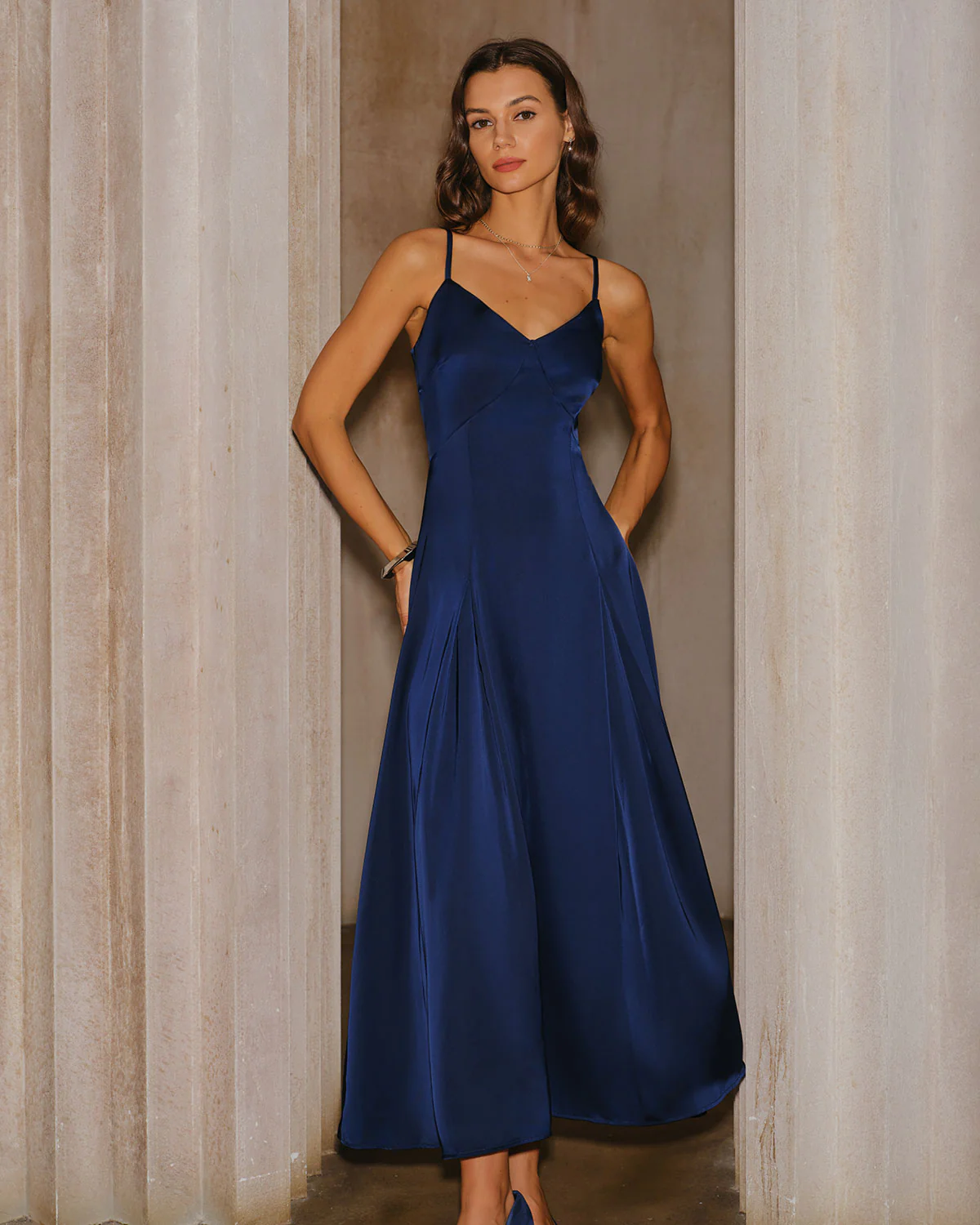 Navy A-Line Slip Maxi Dress - Image 3