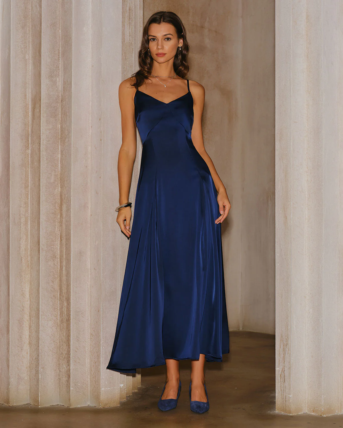 Navy A-Line Slip Maxi Dress - Image 5