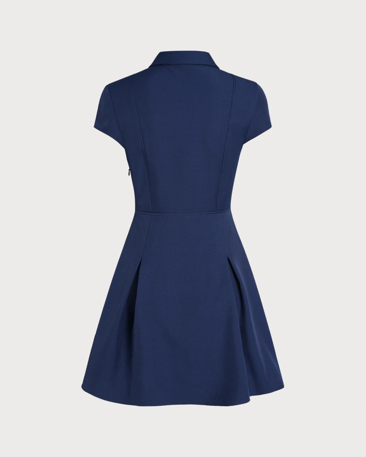 Navy Collar Button Mini Dress - Image 9