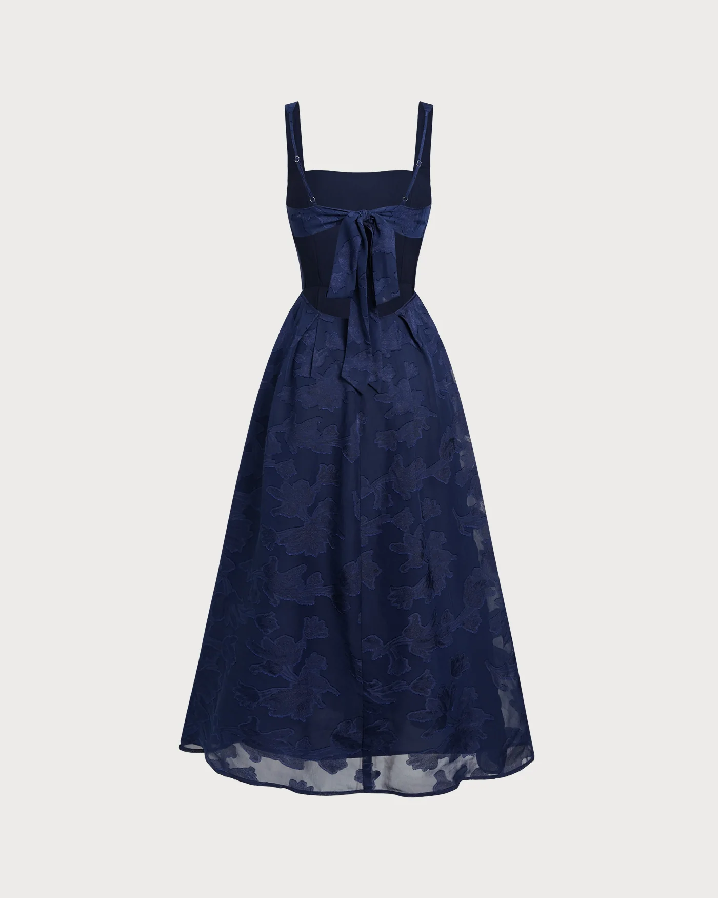 Navy Jacquard Slip Maxi Dress - Image 5