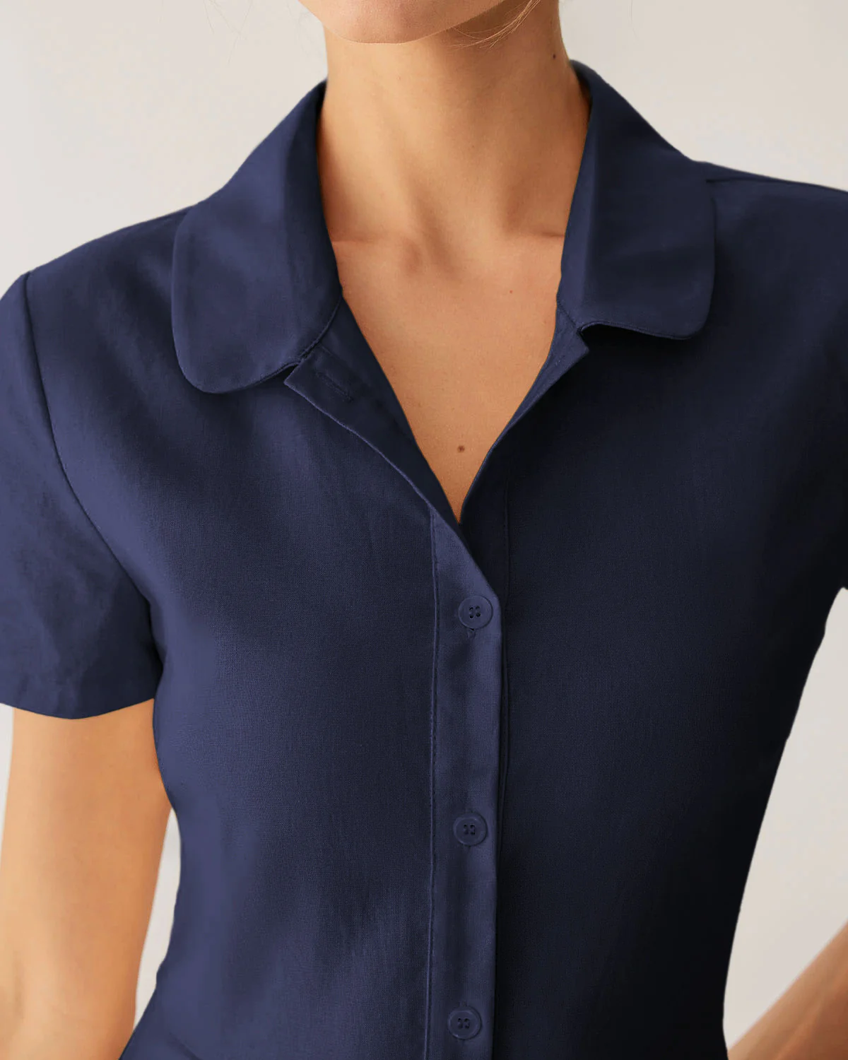Navy Pocket Short Sleeve Midi Dress - Image 2