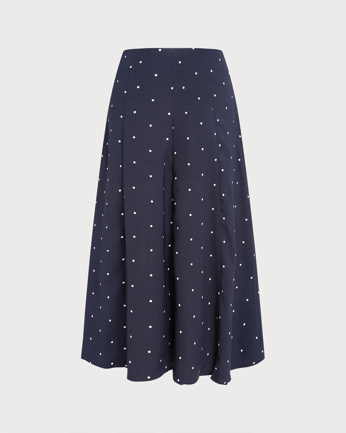 Navy Polka Dot Slit Midi Skirt - Image 11