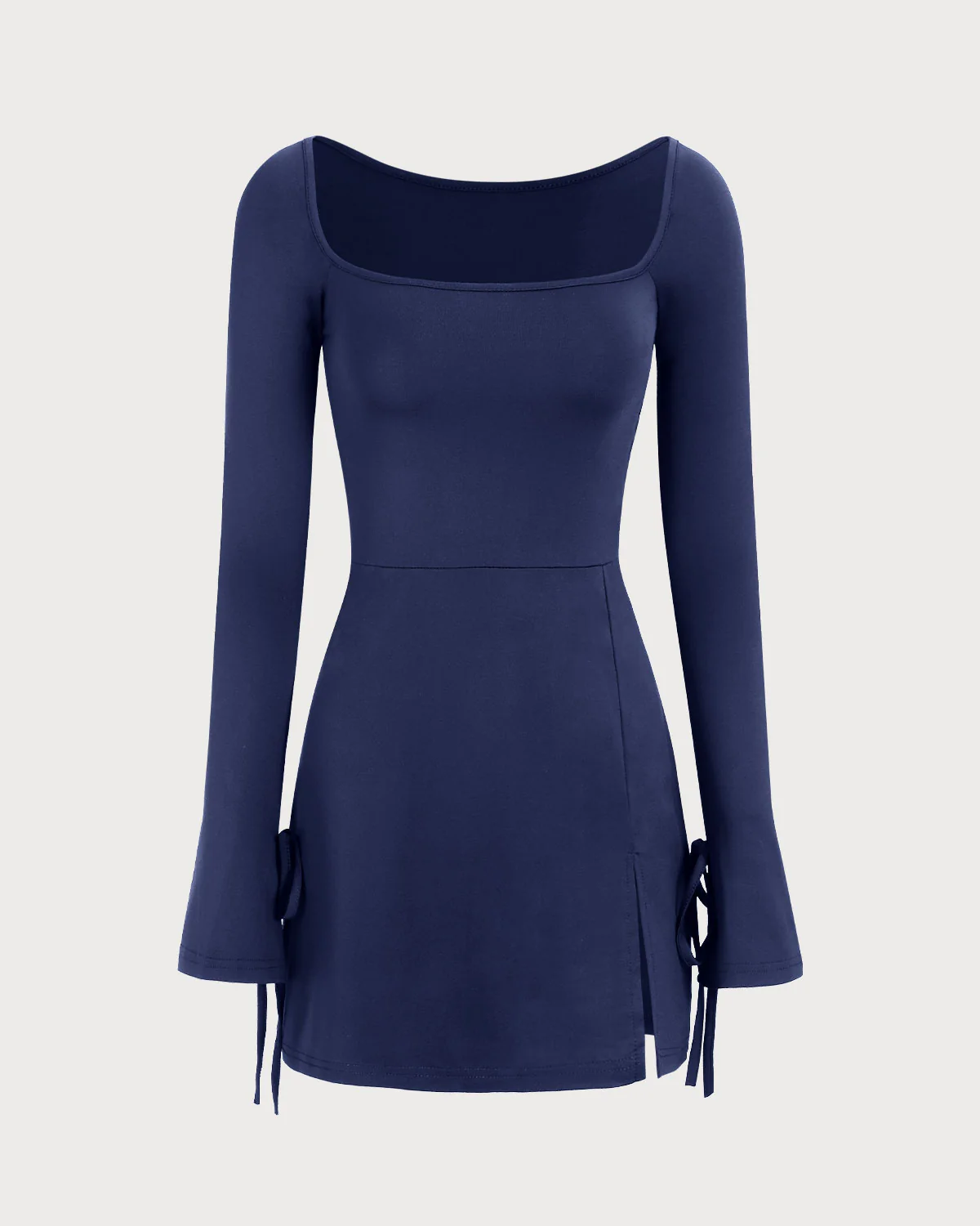 Navy Square Neck A-Line Mini Dress - Image 5