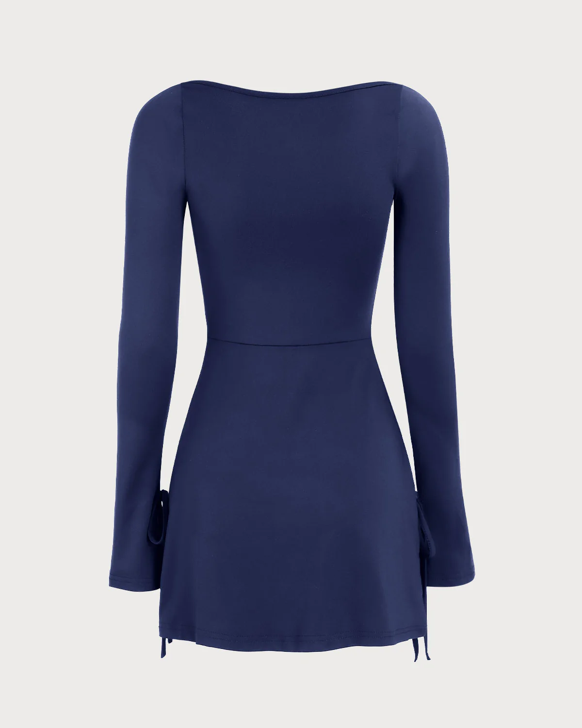 Navy Square Neck A-Line Mini Dress - Image 6
