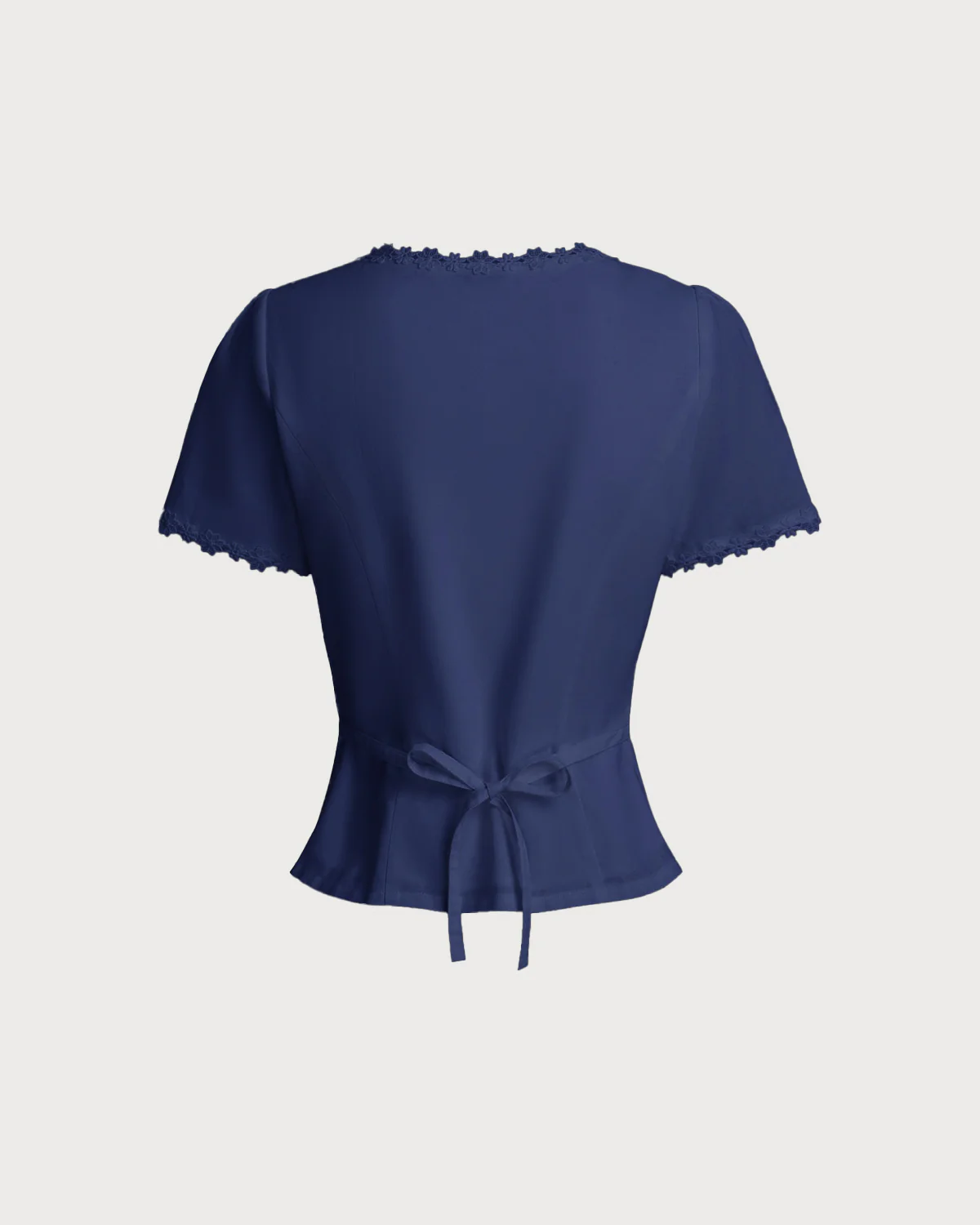 Navy Square Neck Button Blouse - Image 7