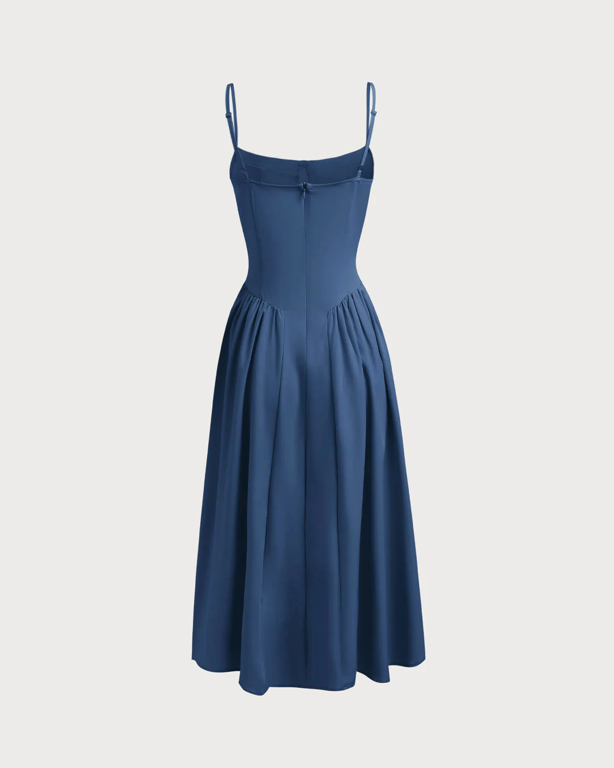 Navy Square Neck Pocket Slip Midi Dress - Image 7