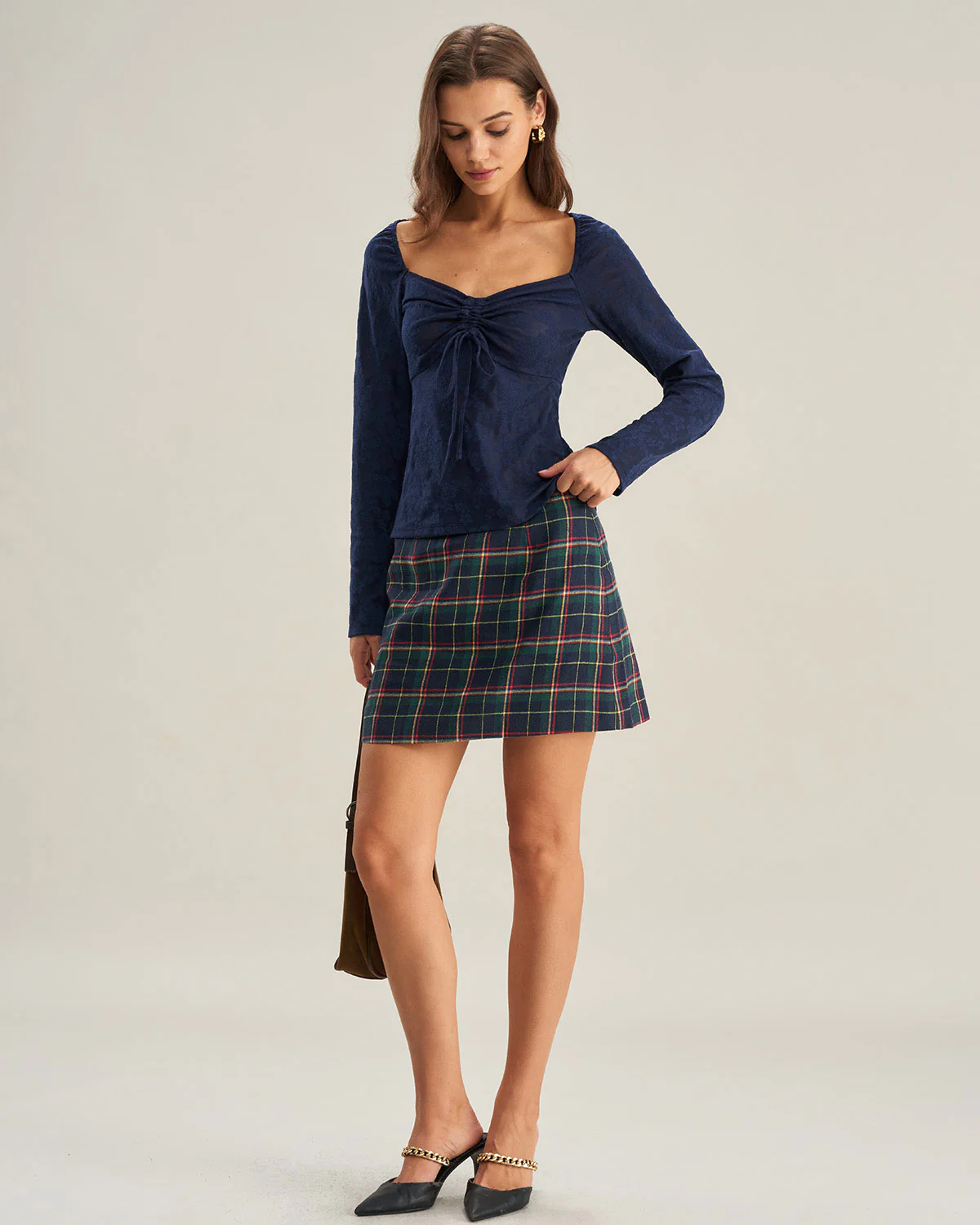 Navy Sweetheart Neck Lace Tee - Image 5