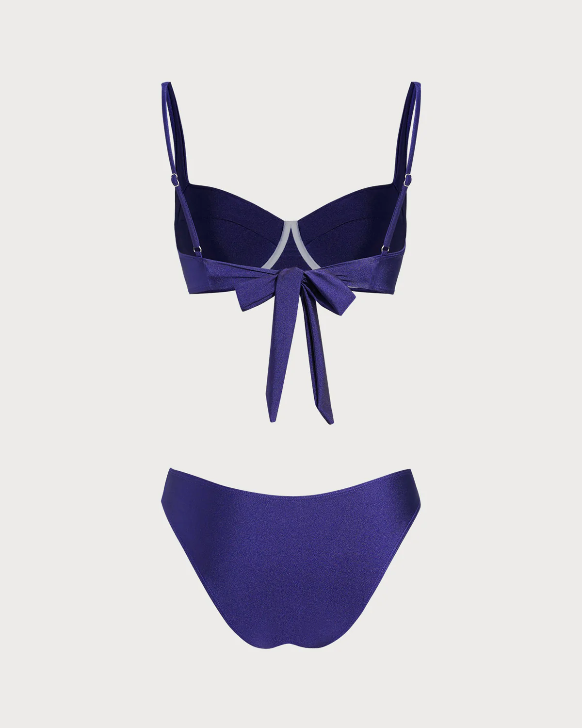 Navy Sweetheart Neck Underwire Bikini Sets - Image 4