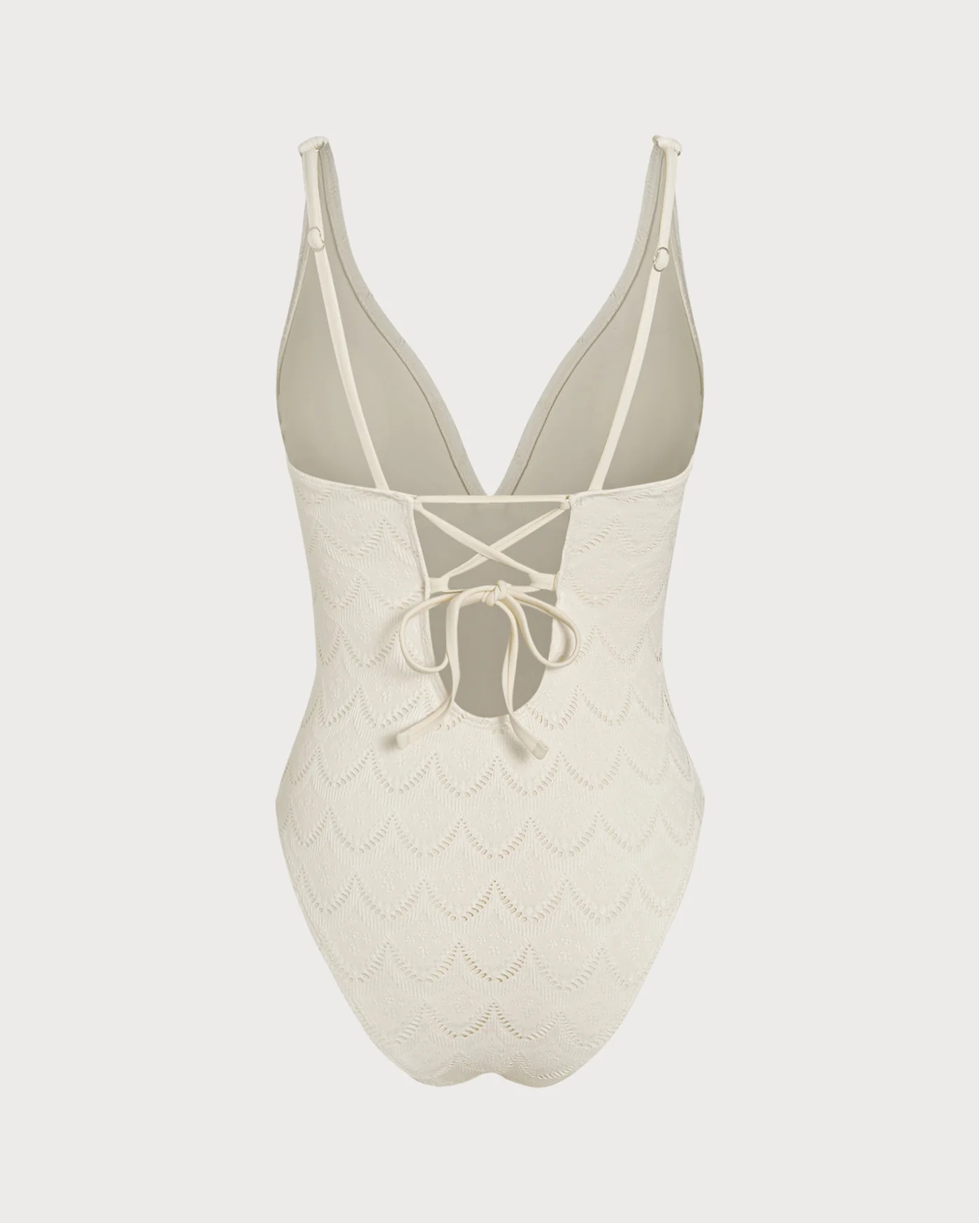Off White Bralette Textured One Piece Swimwear - Image 4