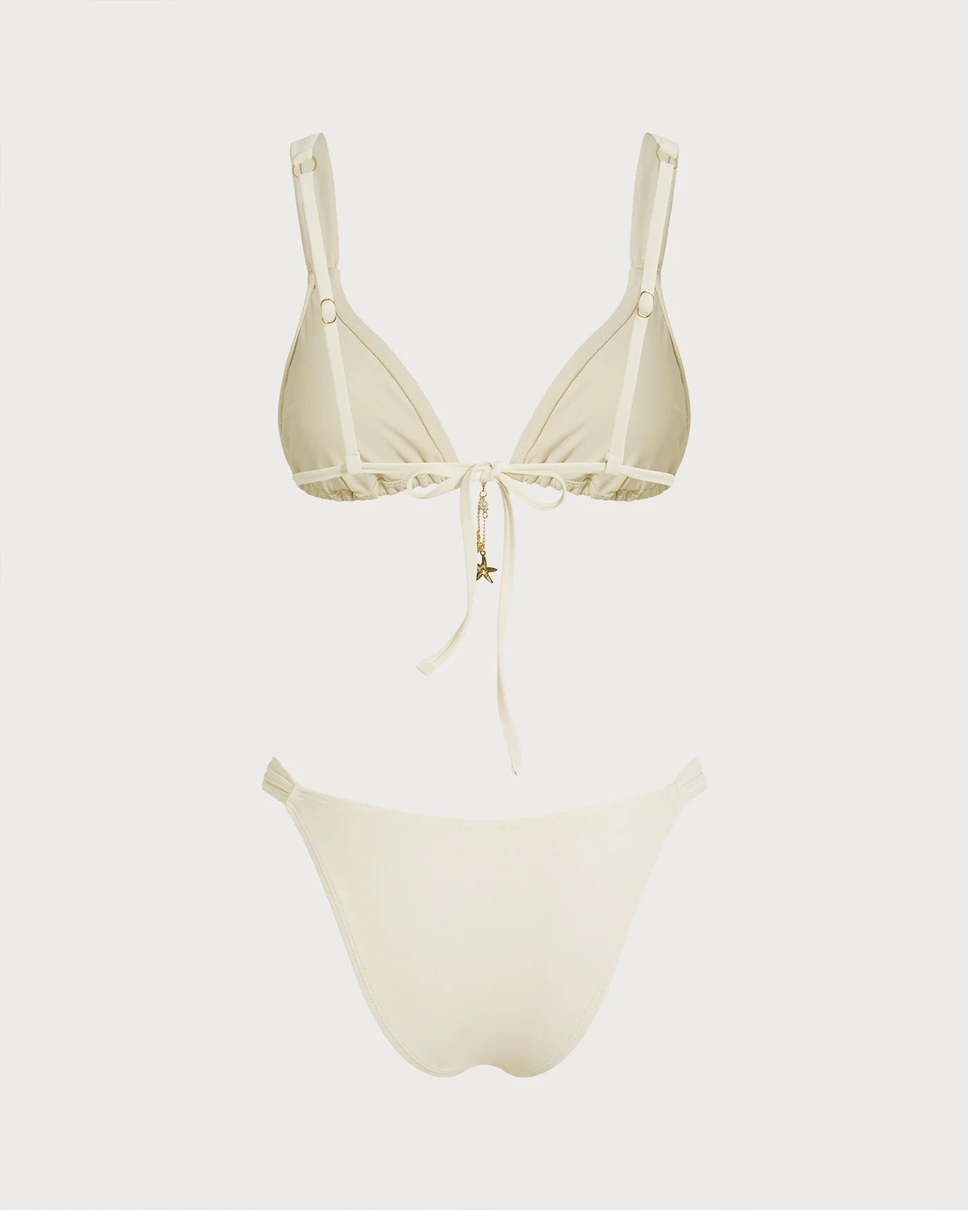 Off White Drawstring Triangle Bikini Set - Image 8