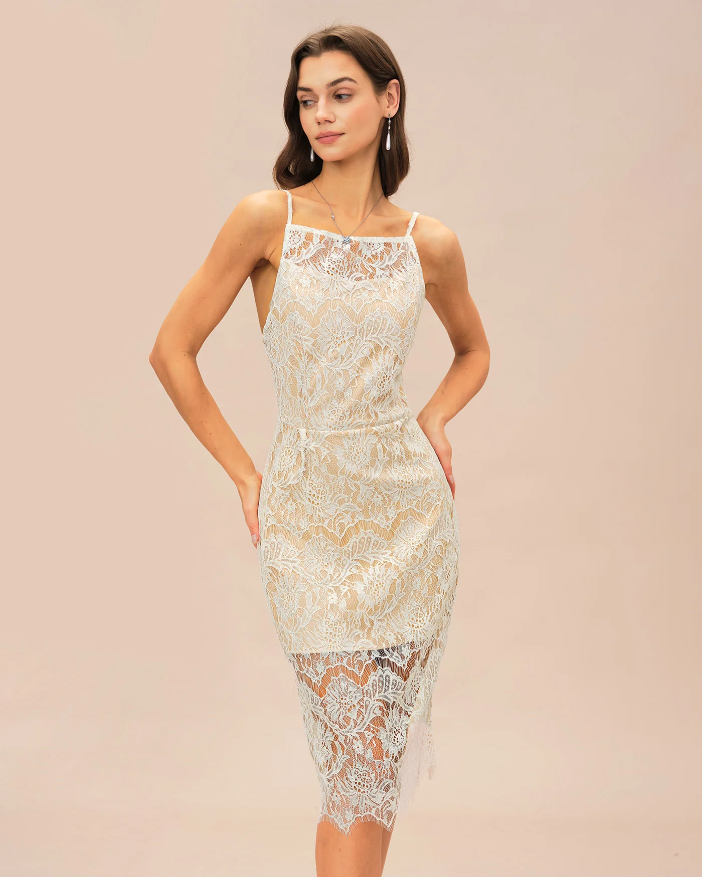 Off White Floral Textured Midi Dress - Image 3